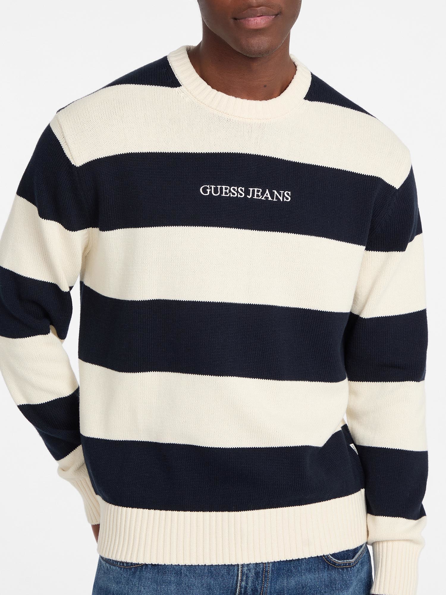 Striped Embroidered Logo Sweater