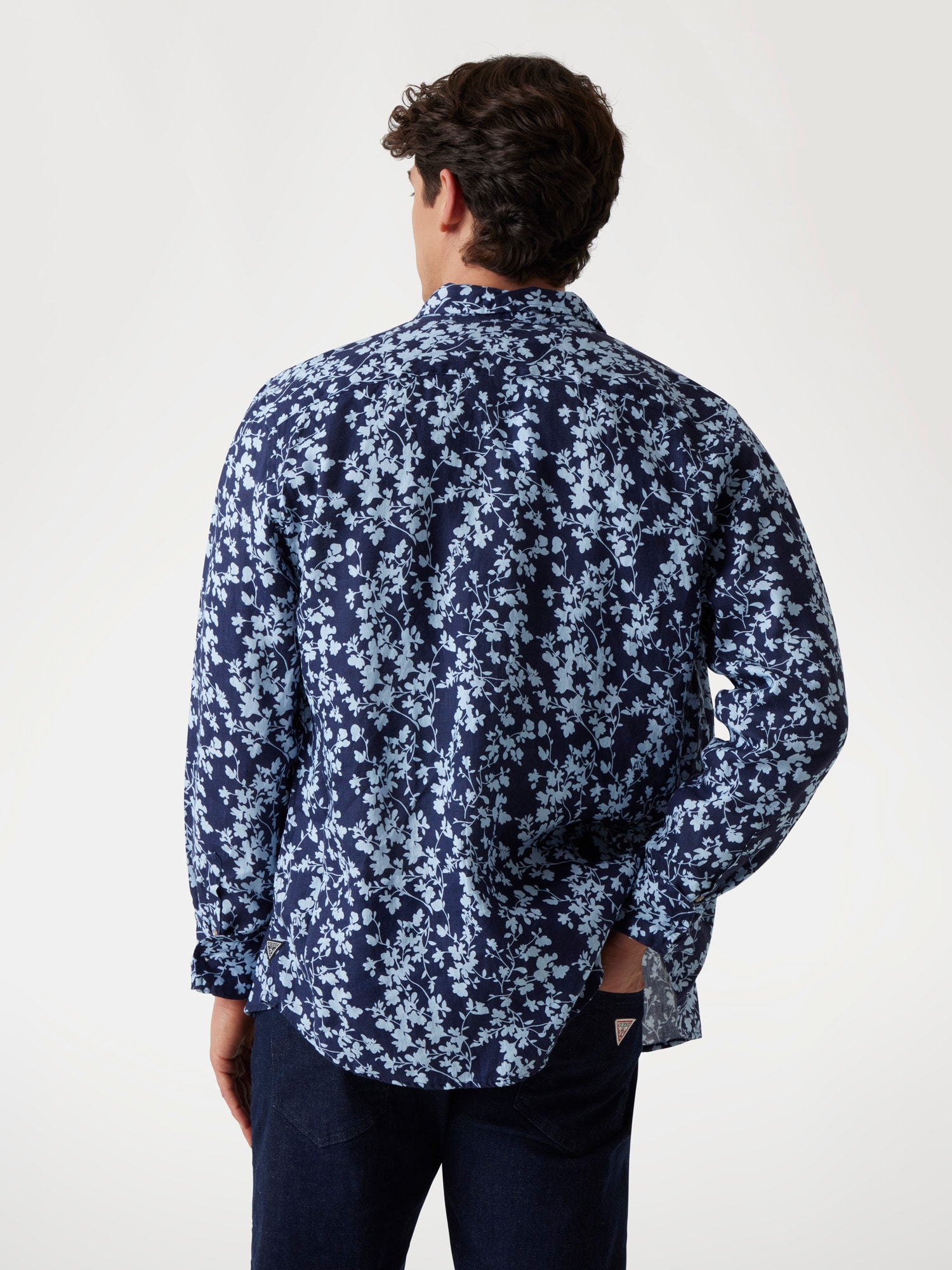 Floral print linen shirt