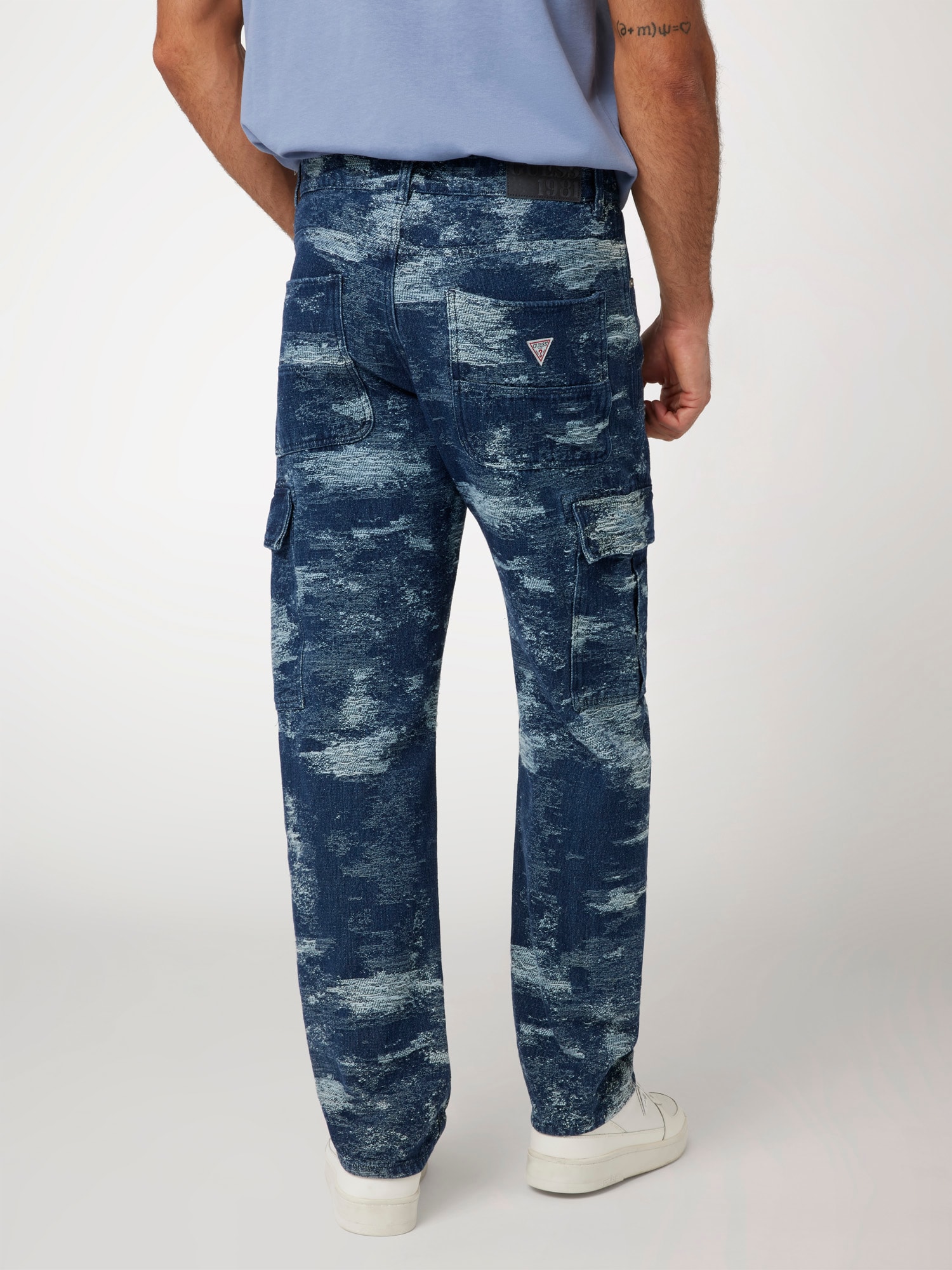 Mid rise cargo denim pant