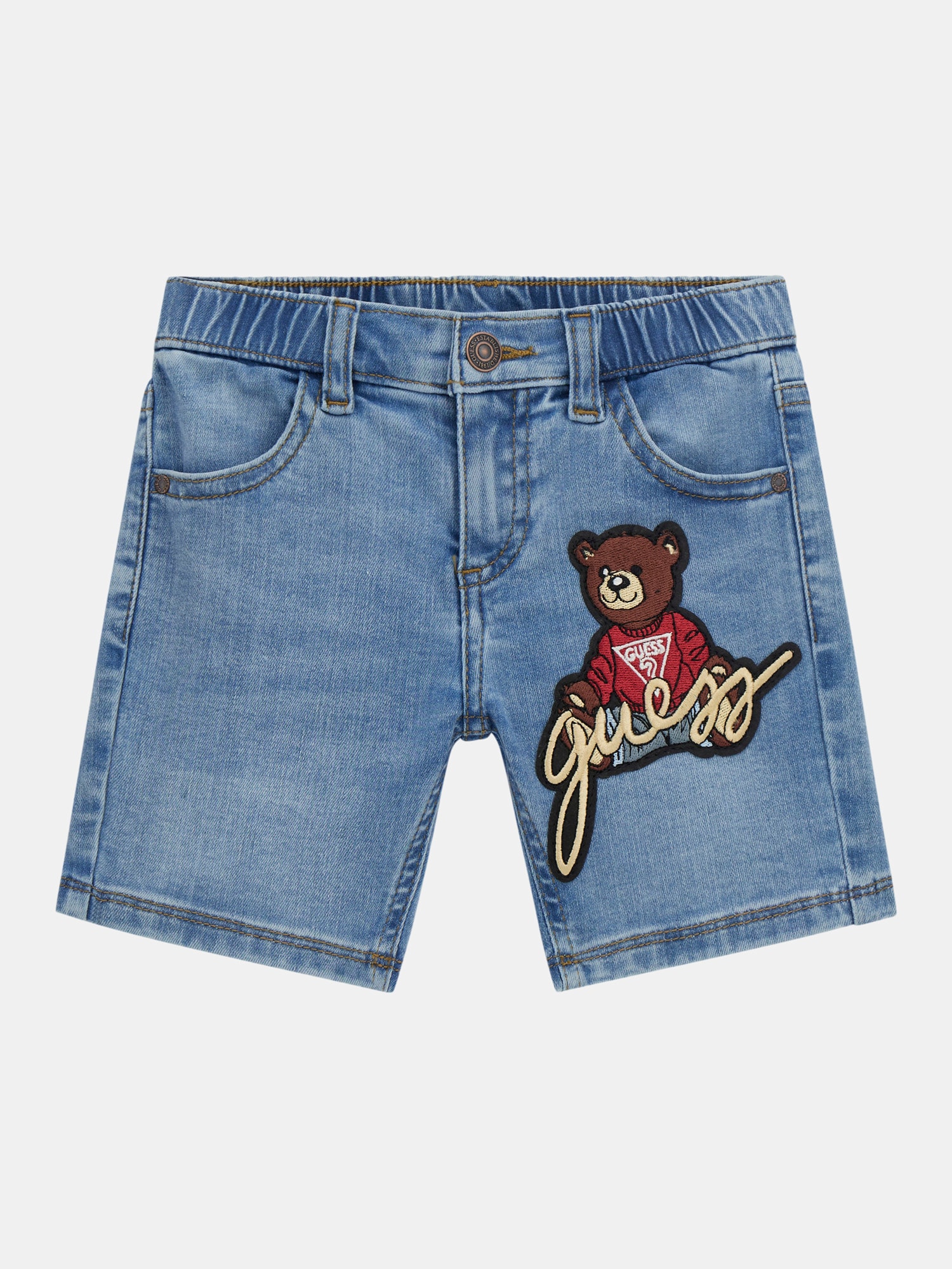 Embroidered denim shorts