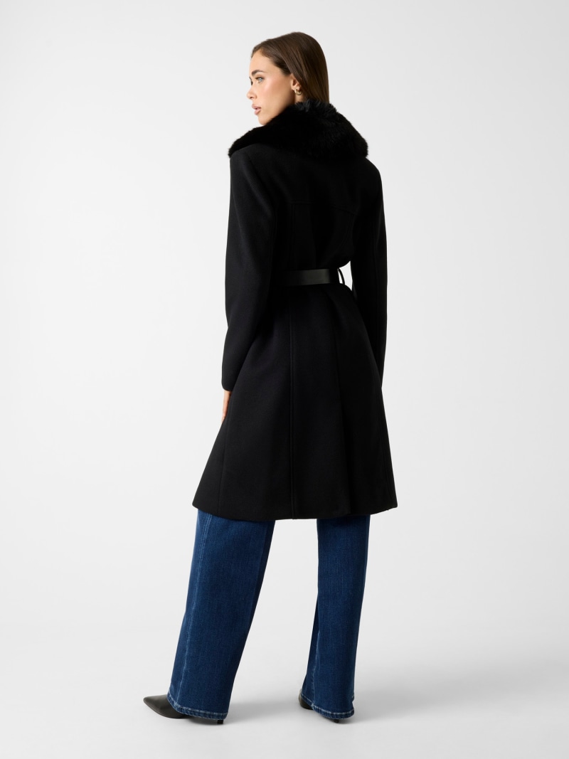 Wool-blend belted coat