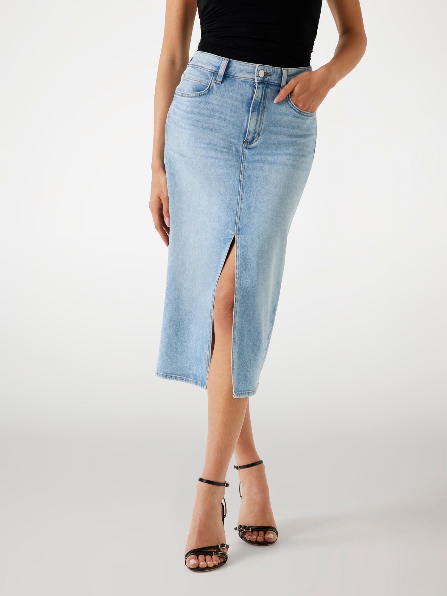 Denim midi skirt
