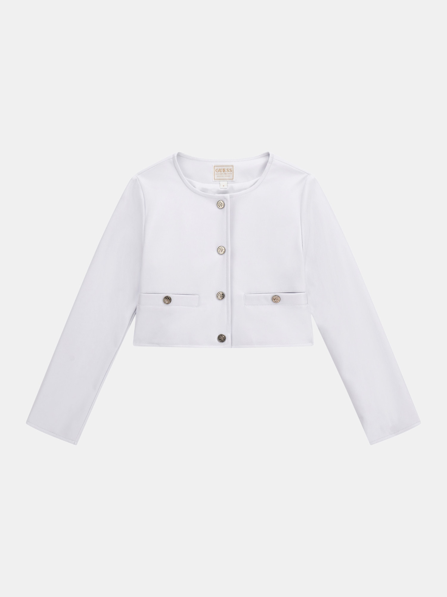 Faux leather cropped jacket