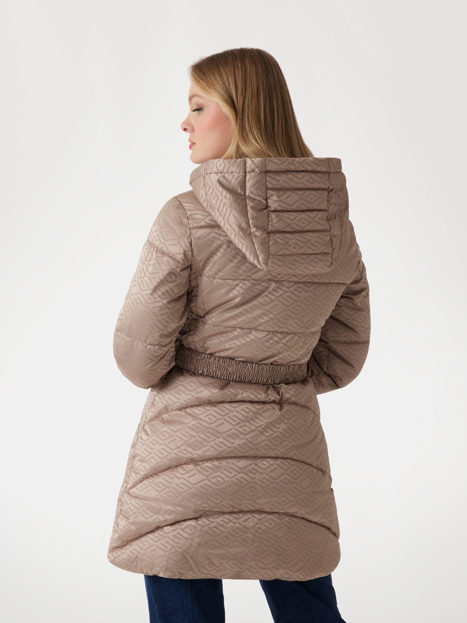 All over logo puffer