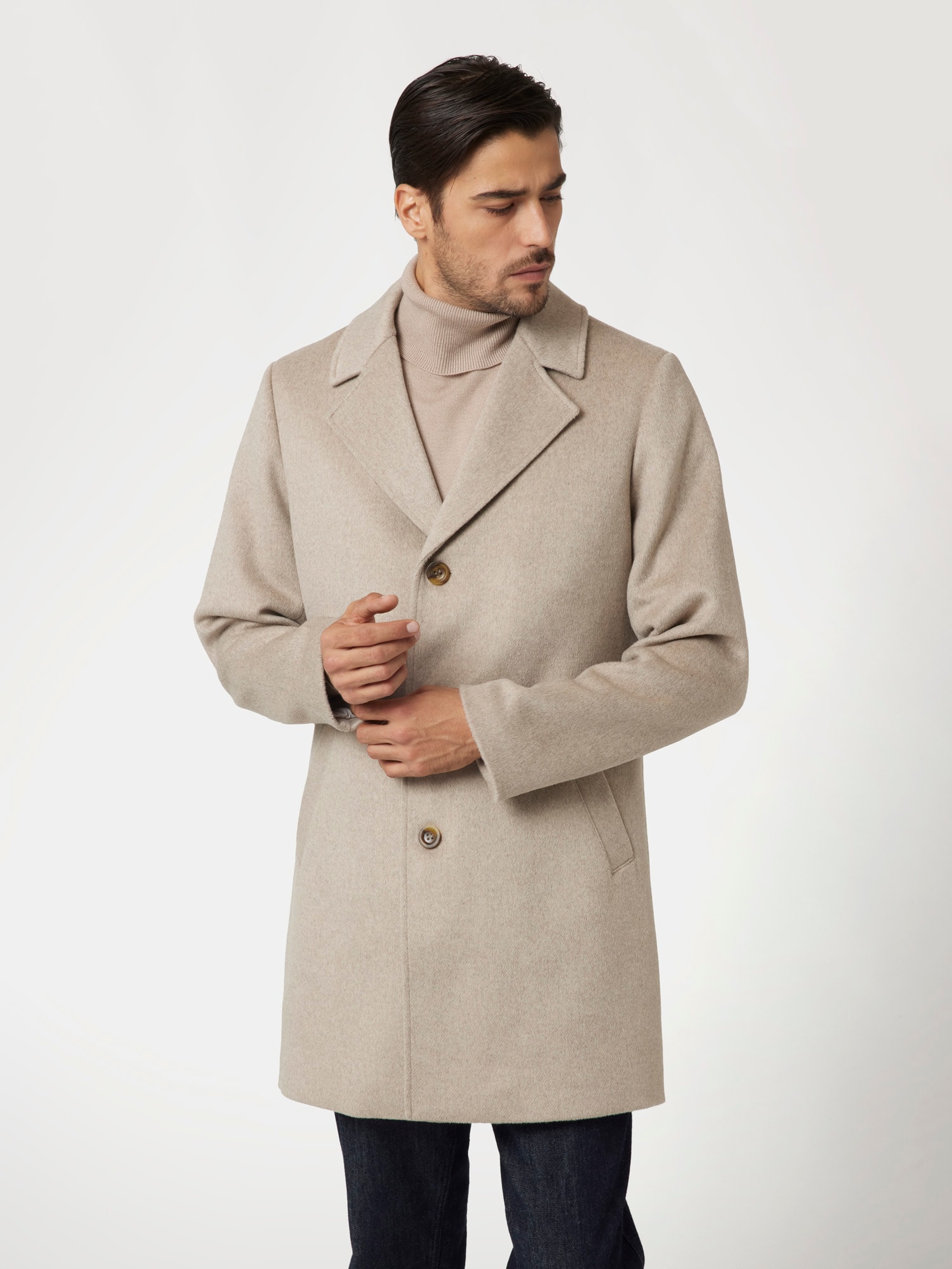 Melton wool-blend fitted coat