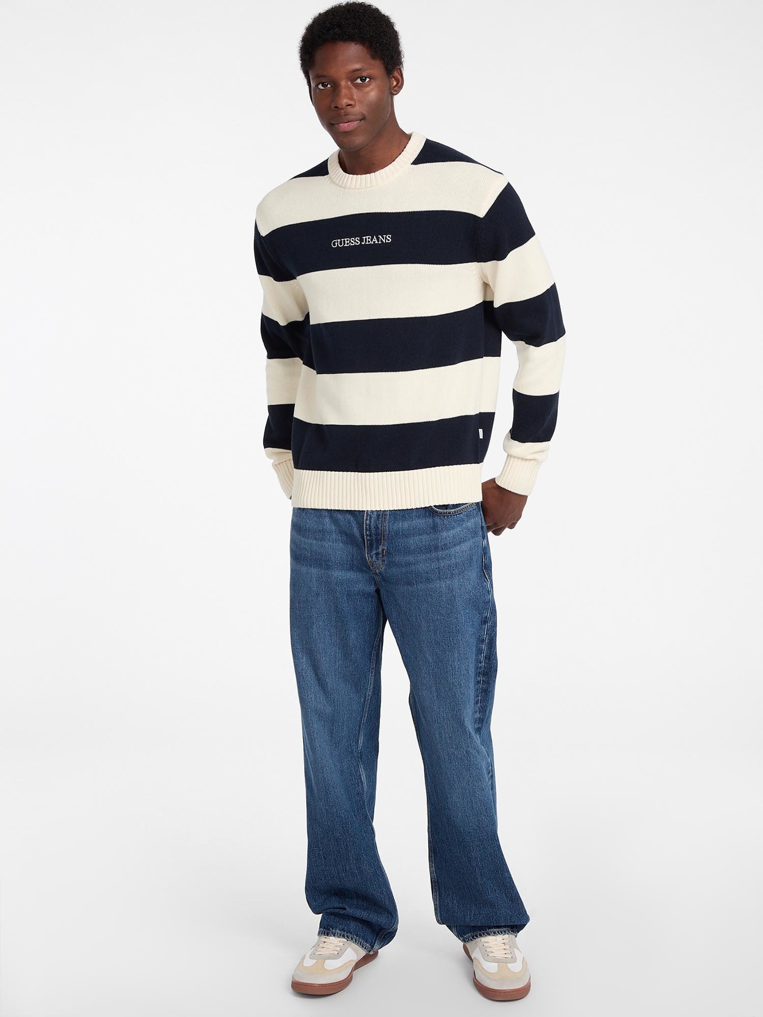 Striped Embroidered Logo Sweater