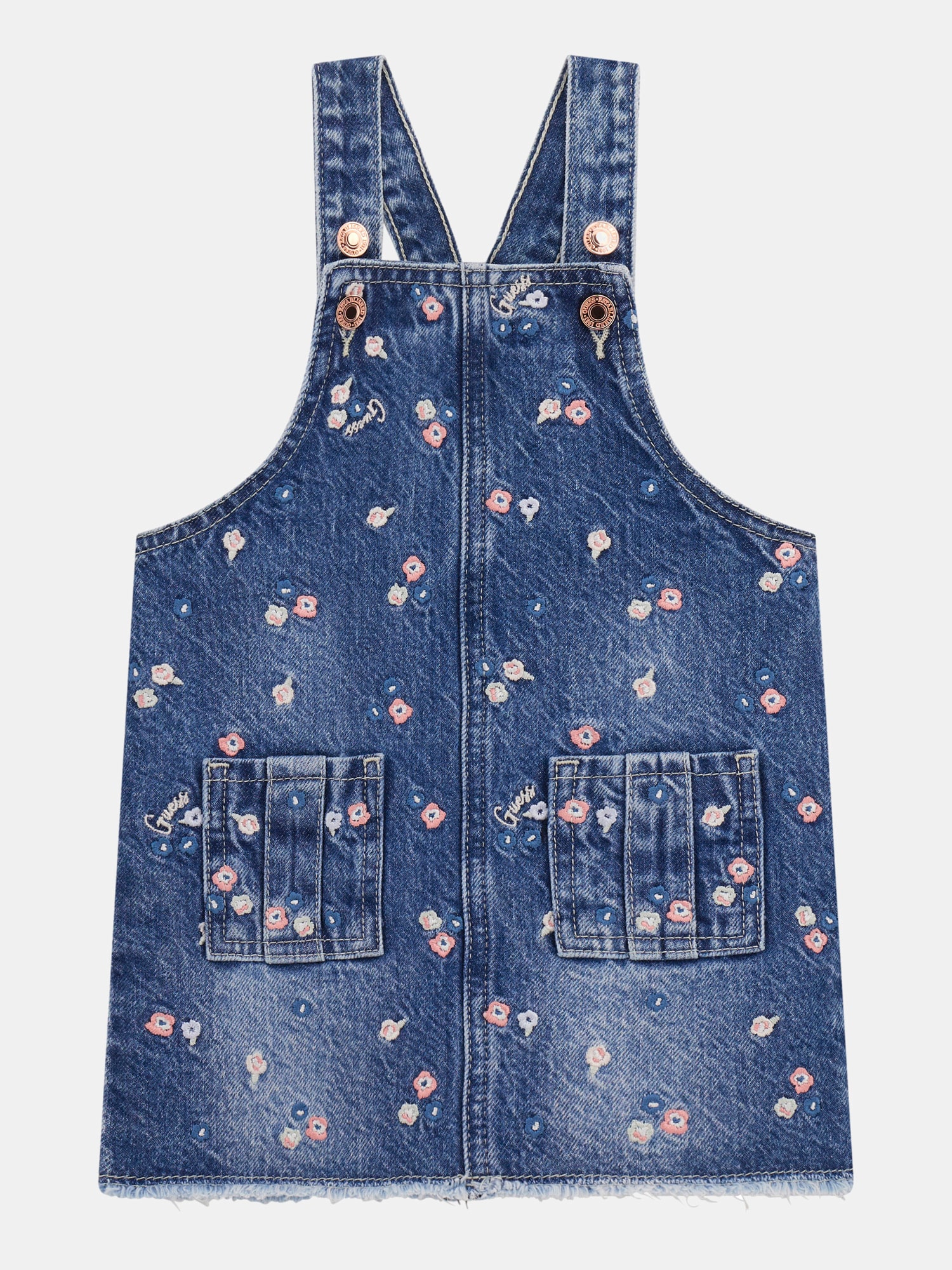 Floral emboridery denim dress