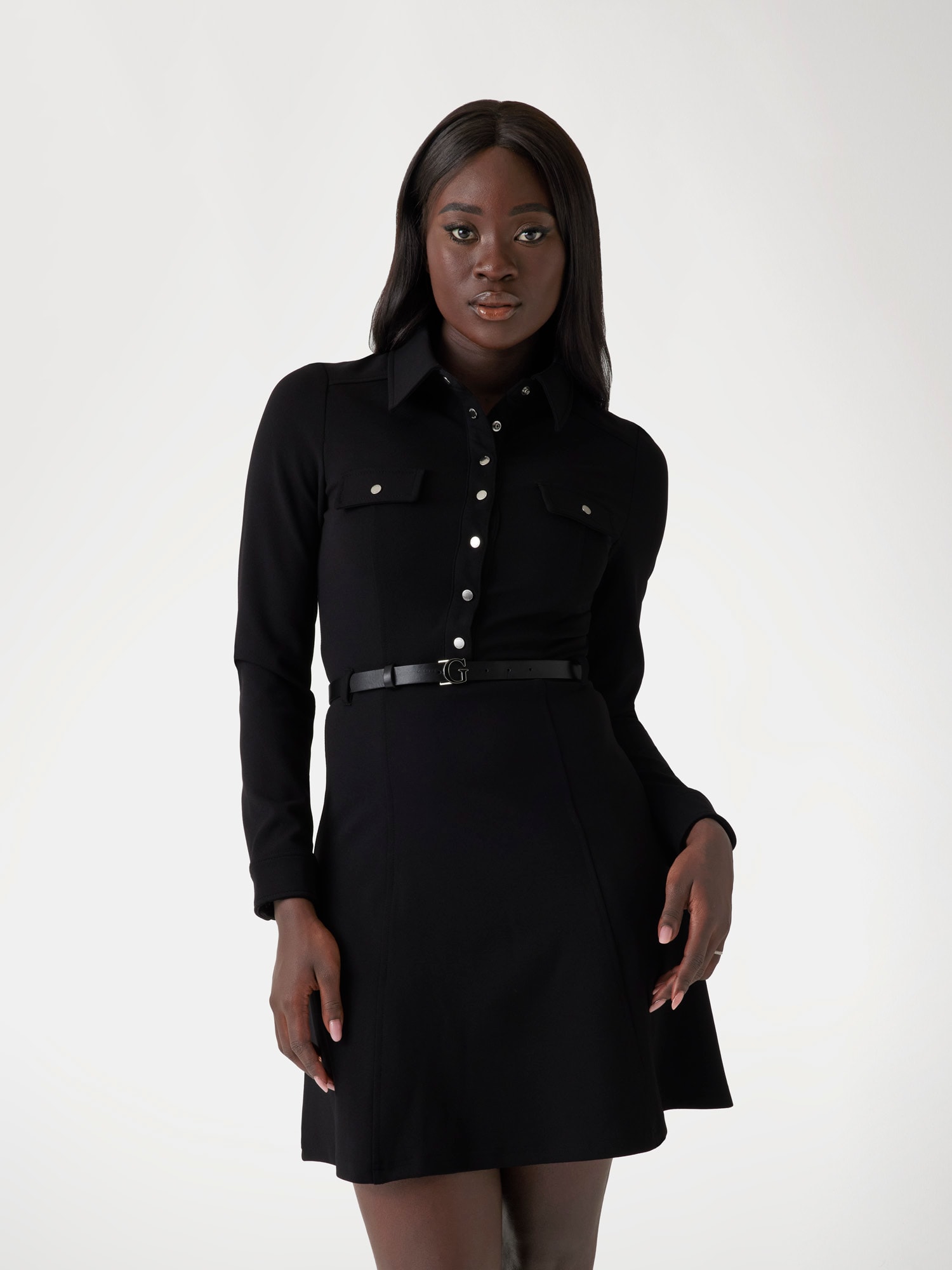 Flared mini shirt dress