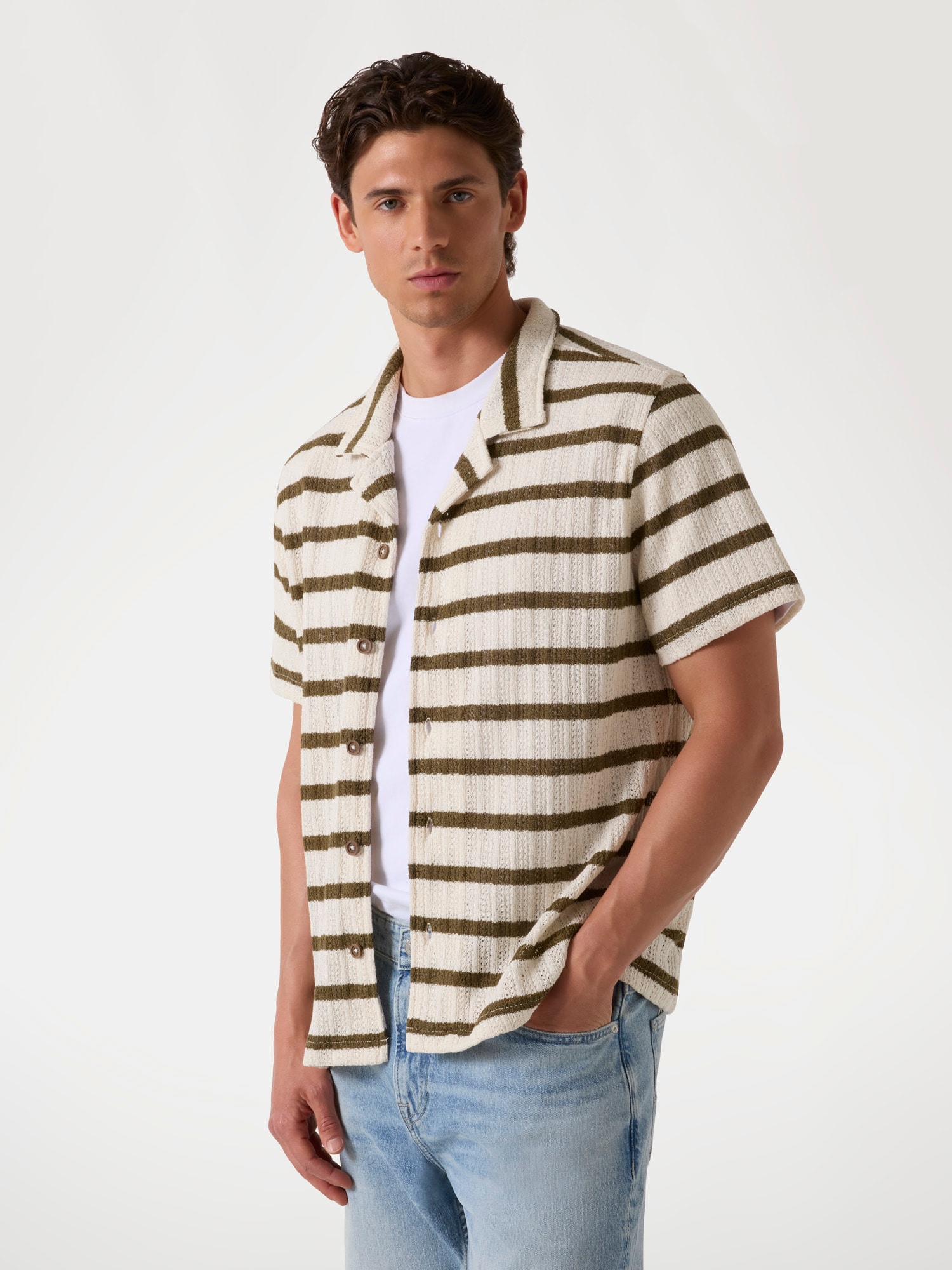 Striped textured knit shirt