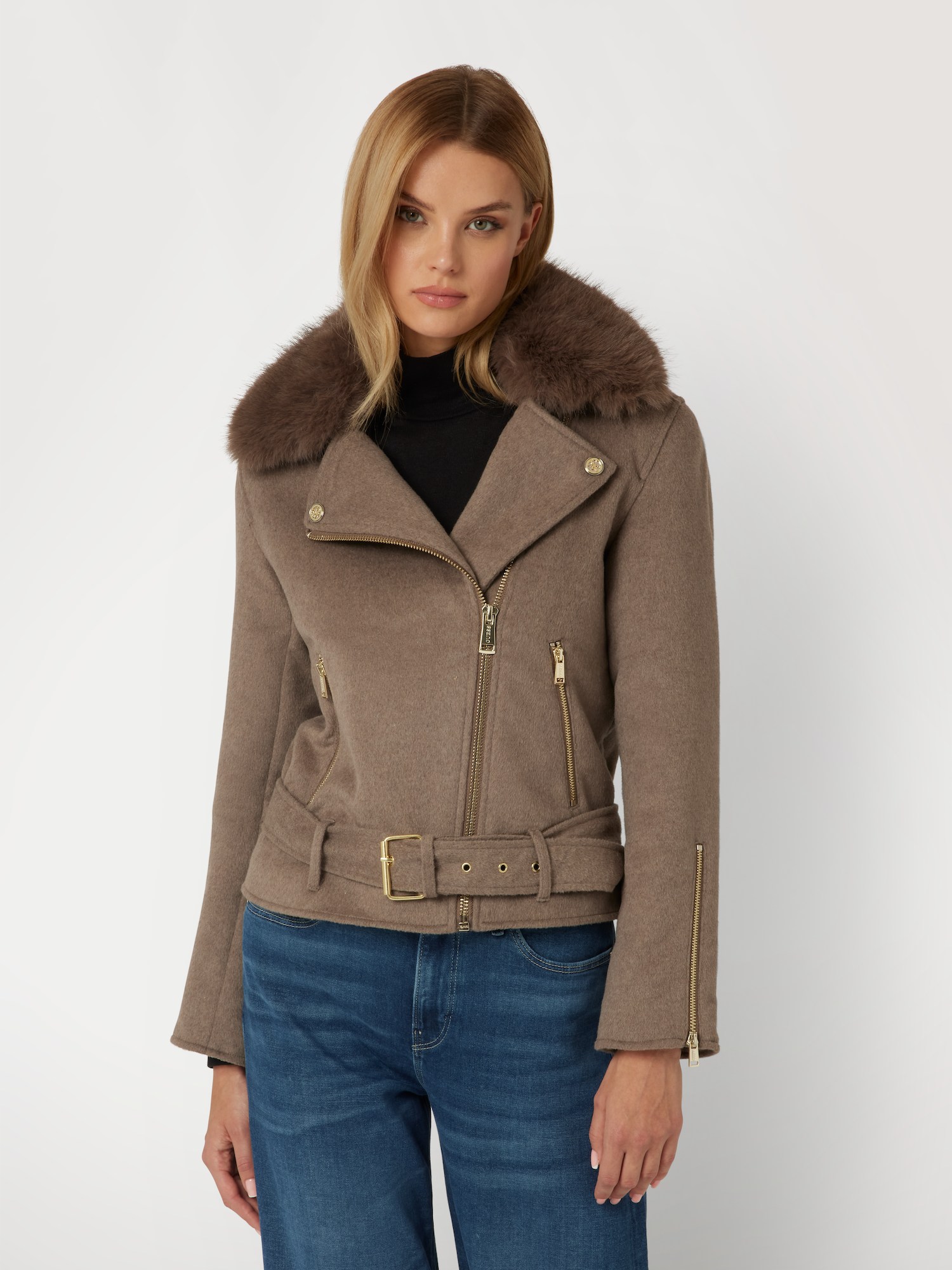 Wool blend biker jacket