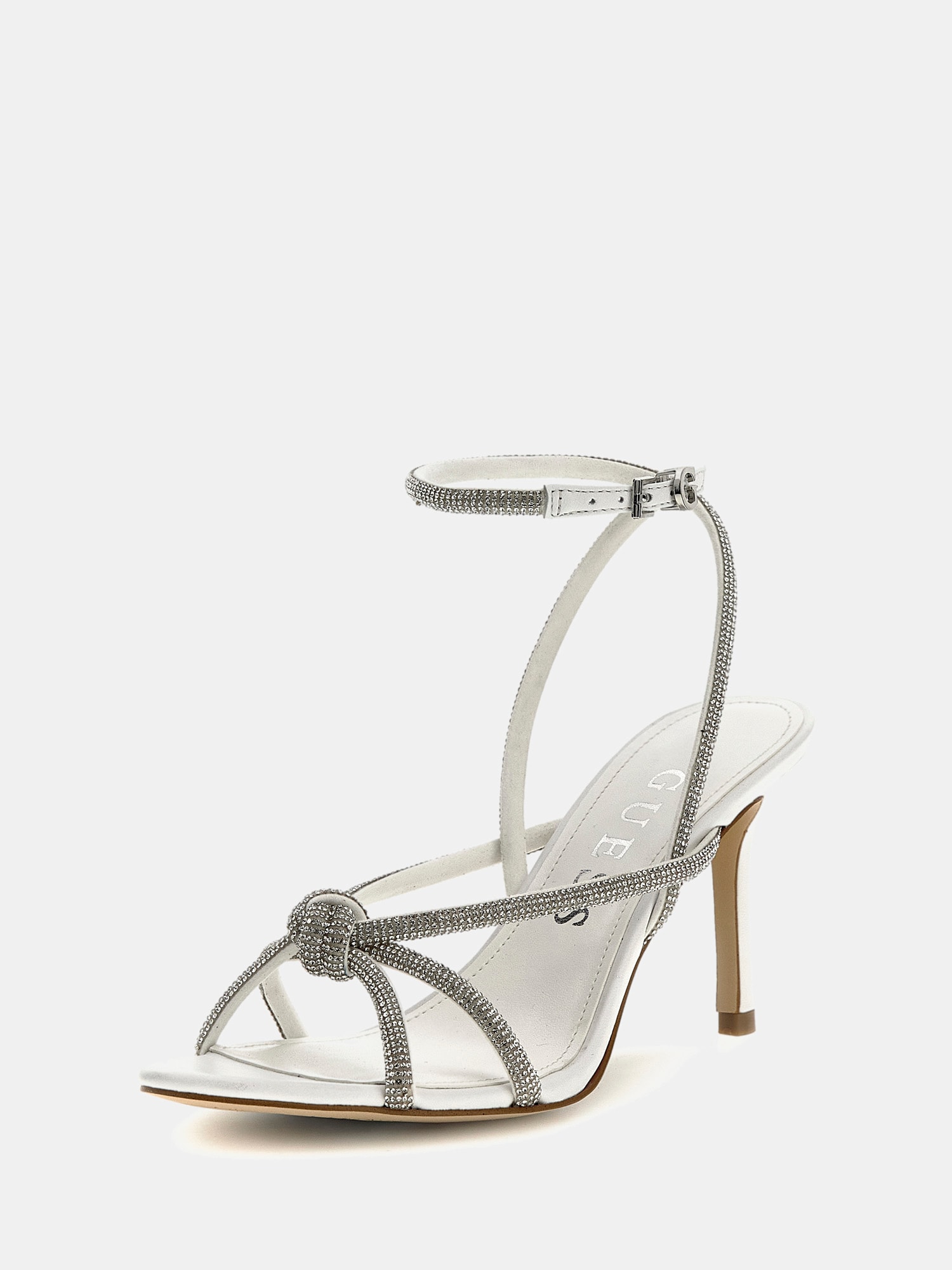 Merlot leather-blend rhinestone sandal