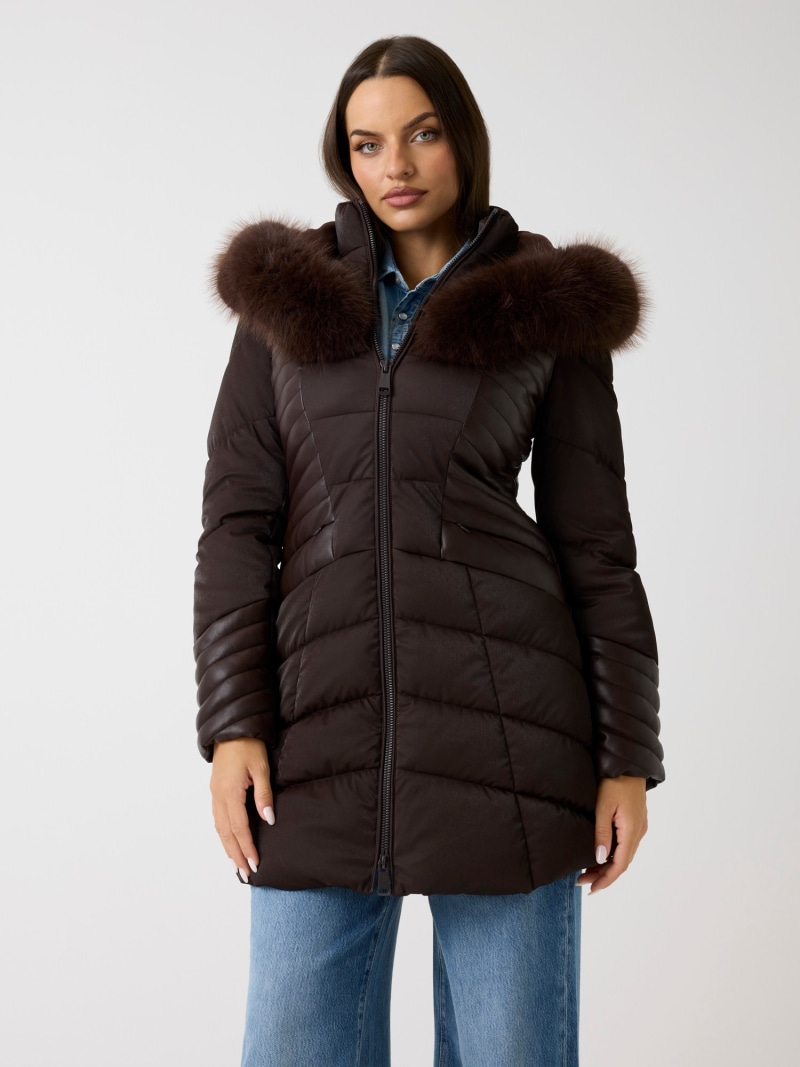 Faux fur hood puffer
