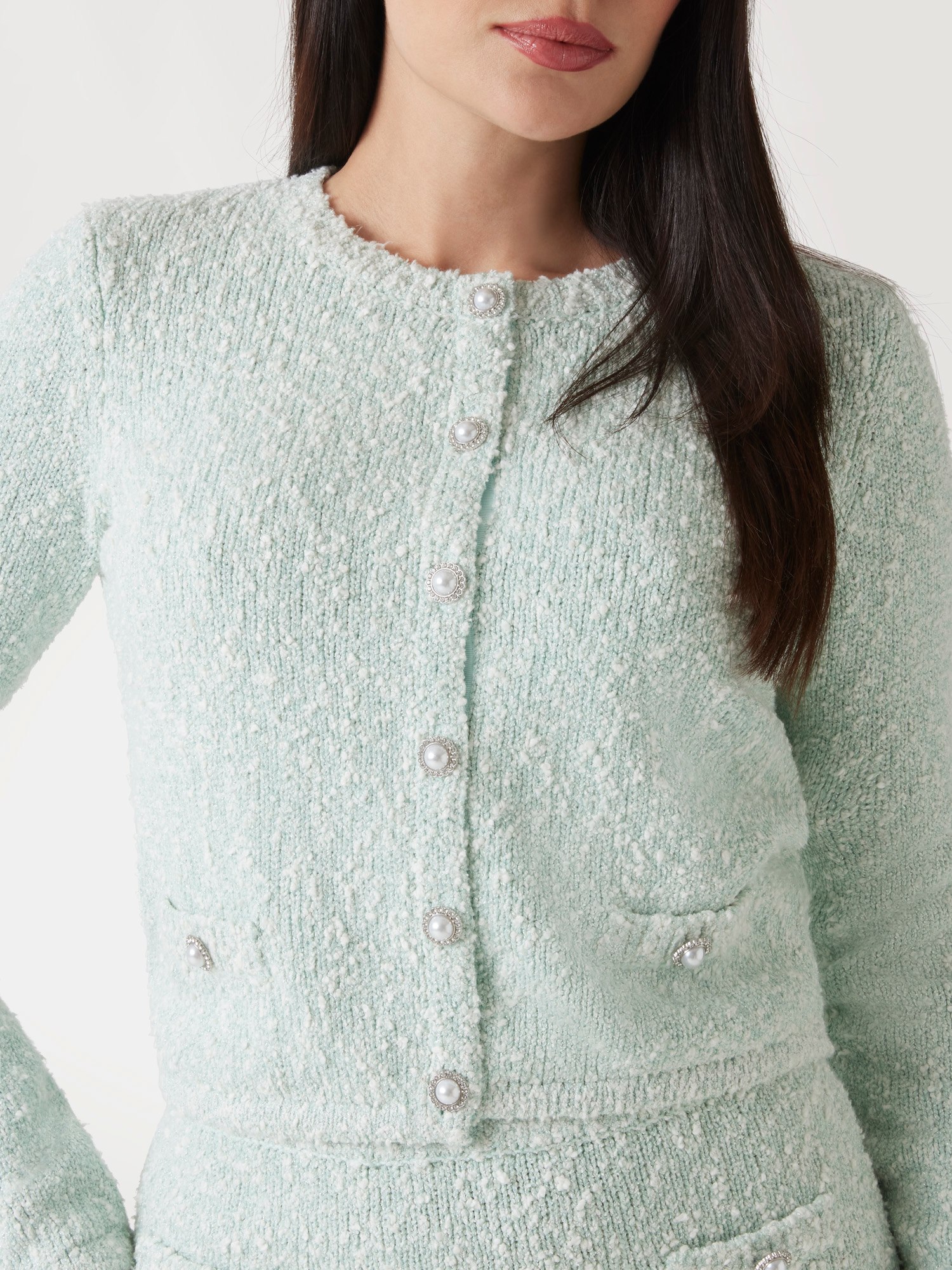 Mélange bouclé cardigan sweater