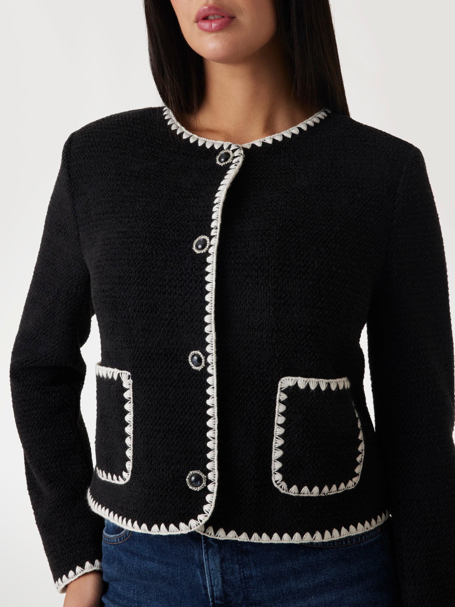 Twill jacket with contrast stitching