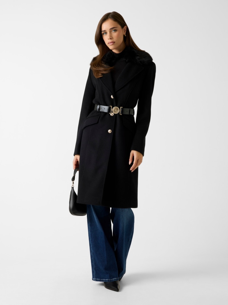 Wool-blend belted coat