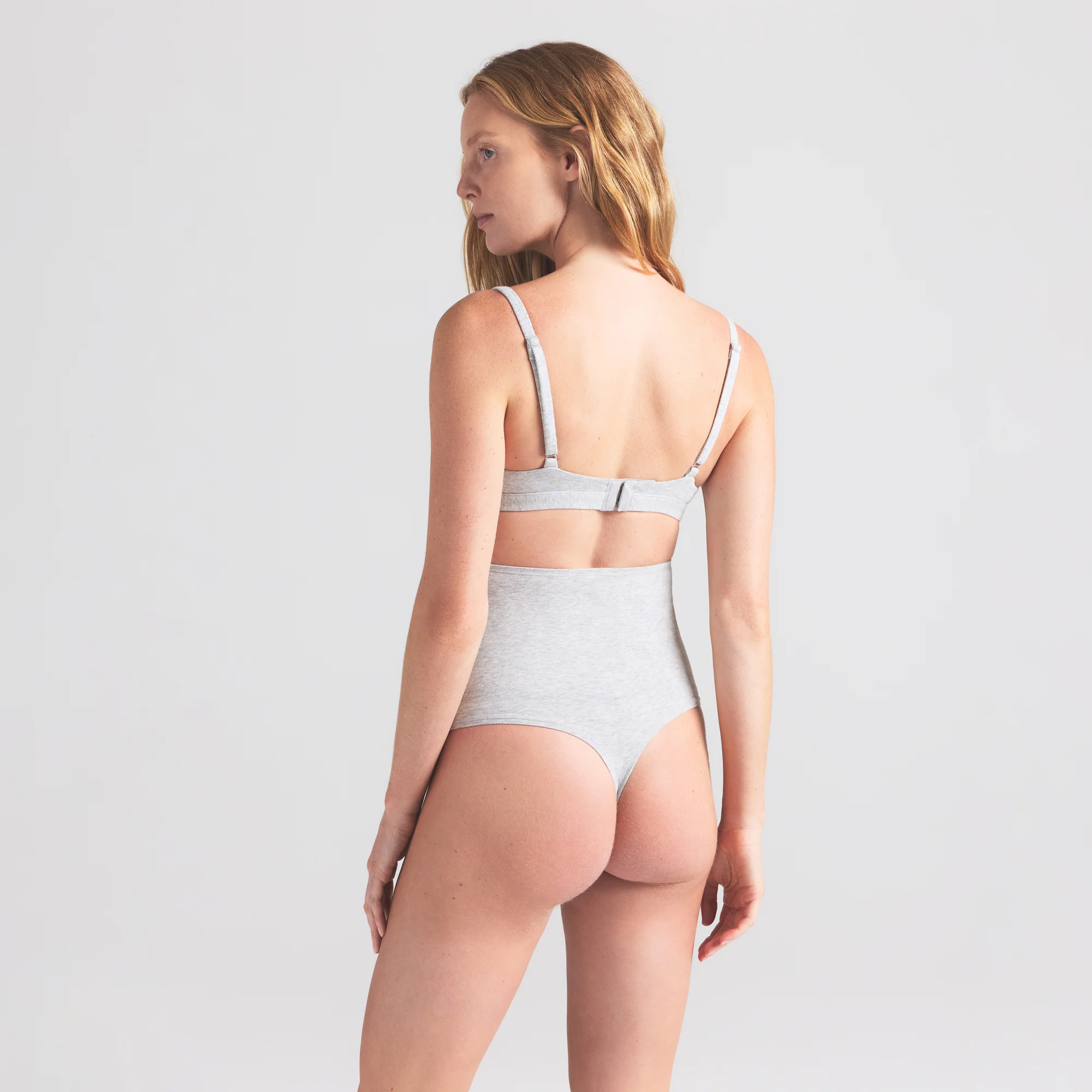 COTTON JERSEY MATERNITY HIGH-WAISTED THONG | LIGHT HEATHER GREY