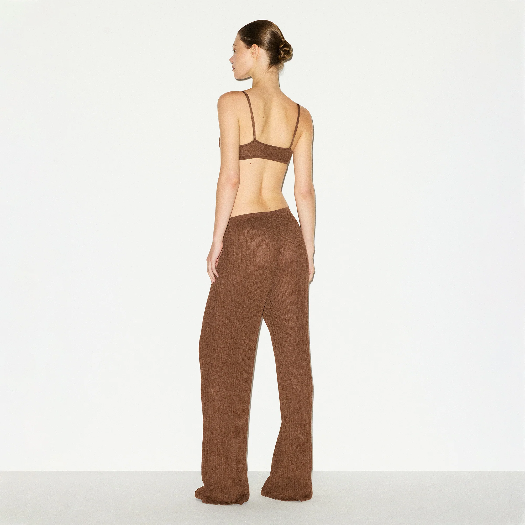 SHEER KNIT STRAIGHT LEG PANT | BISON