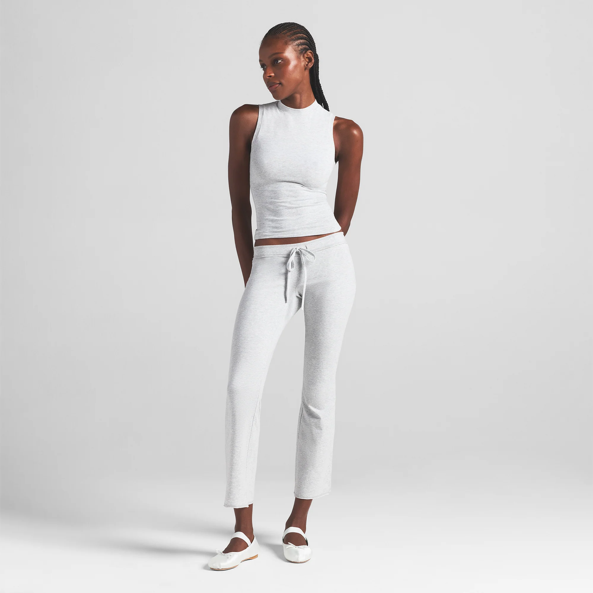 COTTON JERSEY LOW RISE CROP PANT | REDWOOD