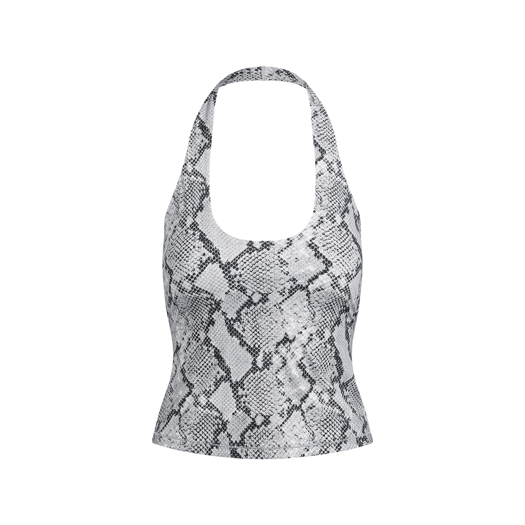 CLING MATTE HALTER TOP | CHROME SNAKESKIN PRINT