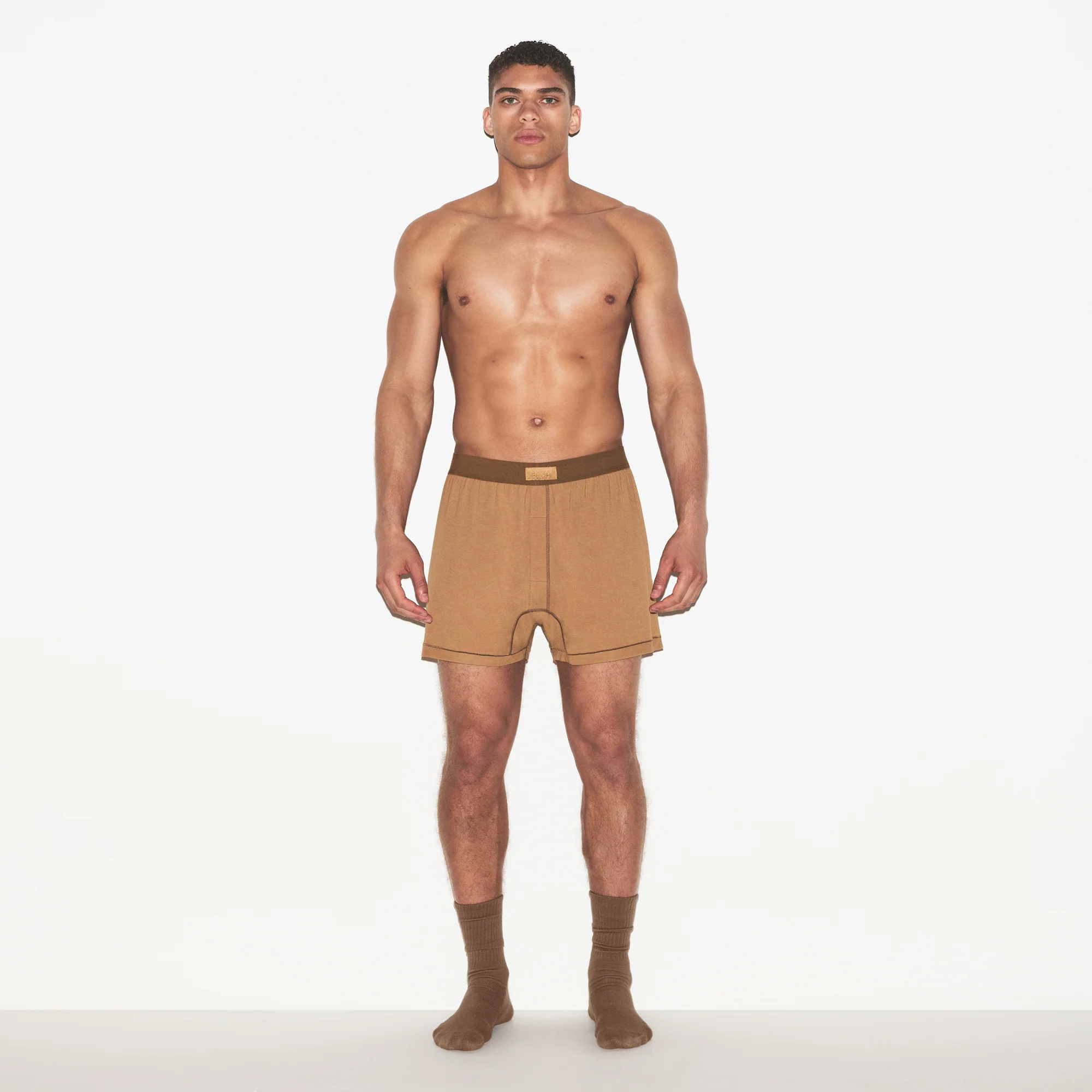 SKIMS COTTON MENS KNIT BOXER | RUSSET