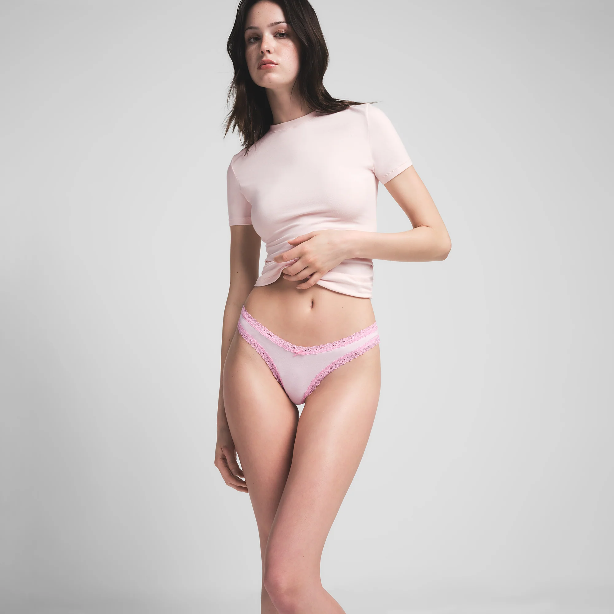 LIGHTWEIGHT COTTON LACE THONG | CHERRY BLOSSOM