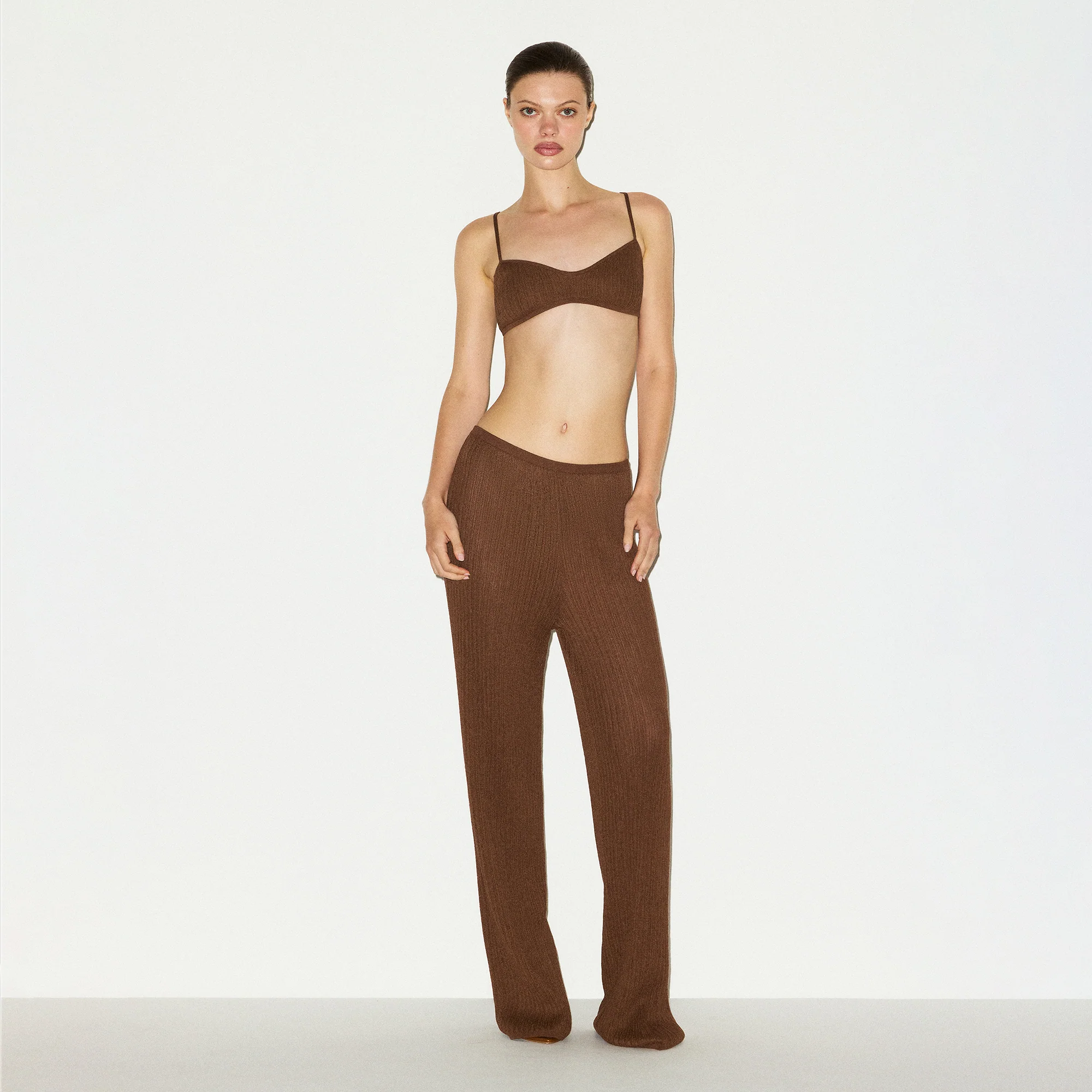 SHEER KNIT BRALETTE | BISON