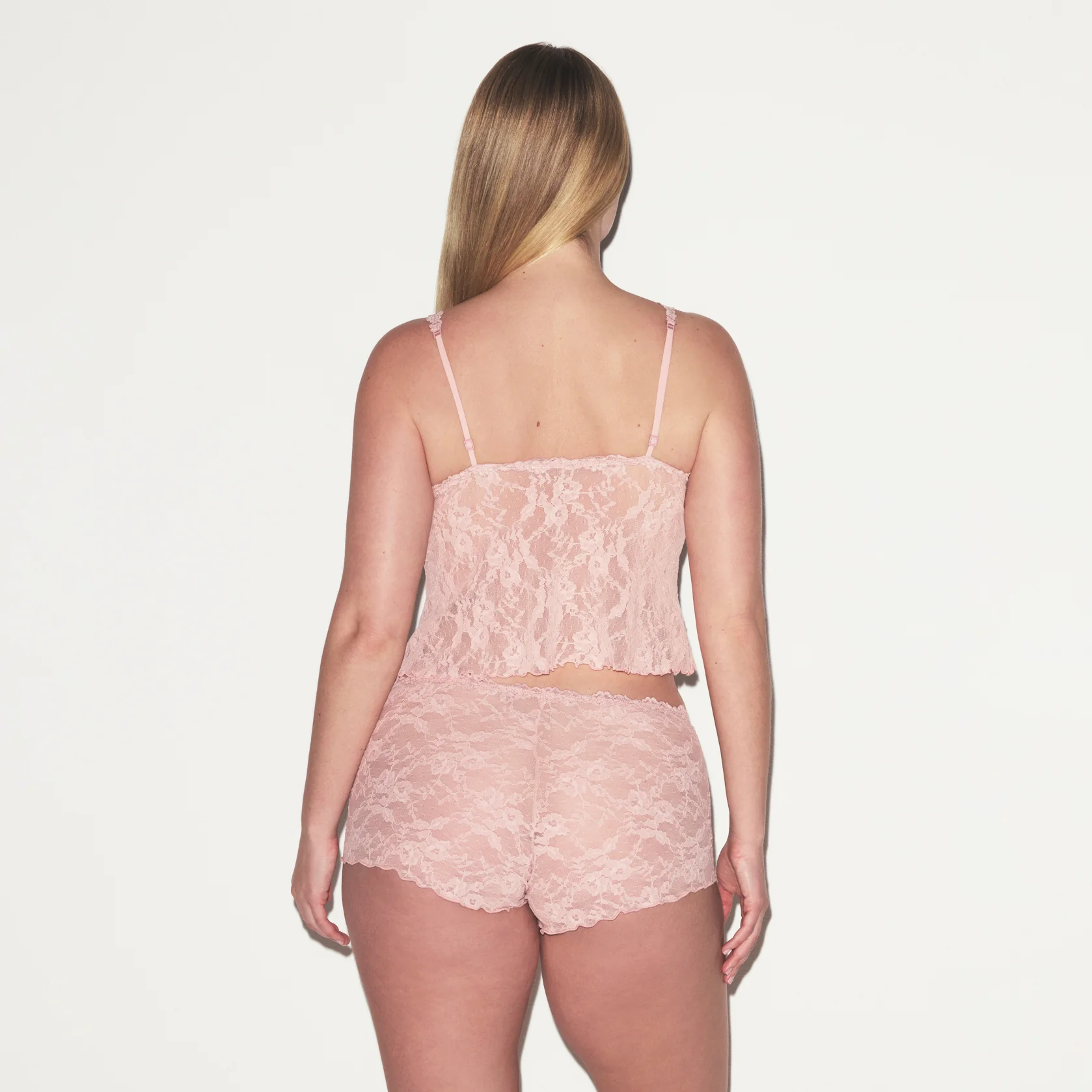 STRETCH LACE TRIANGLE CAMI AND SHORT SET | MORGANITE