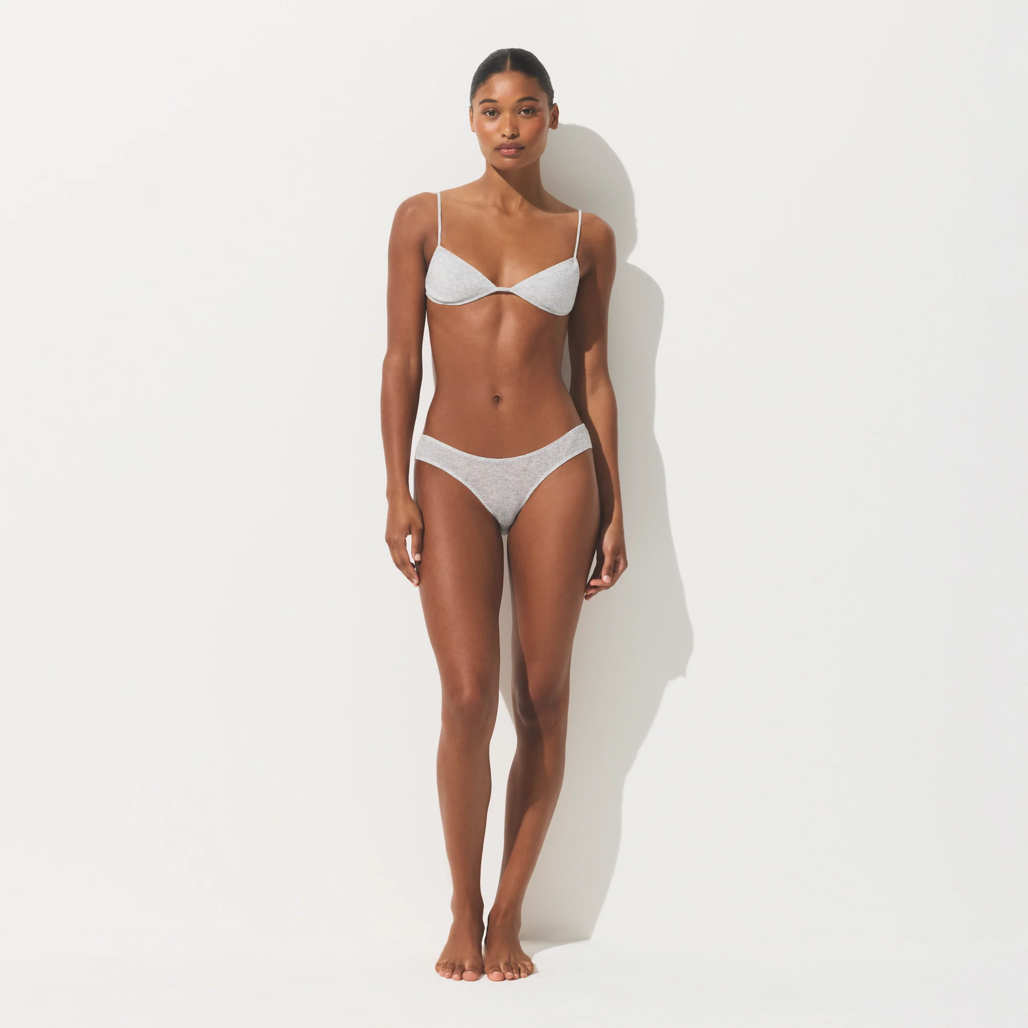 SHEER COTTON LOW RISE HIPSTER | LIGHT HEATHER GREY