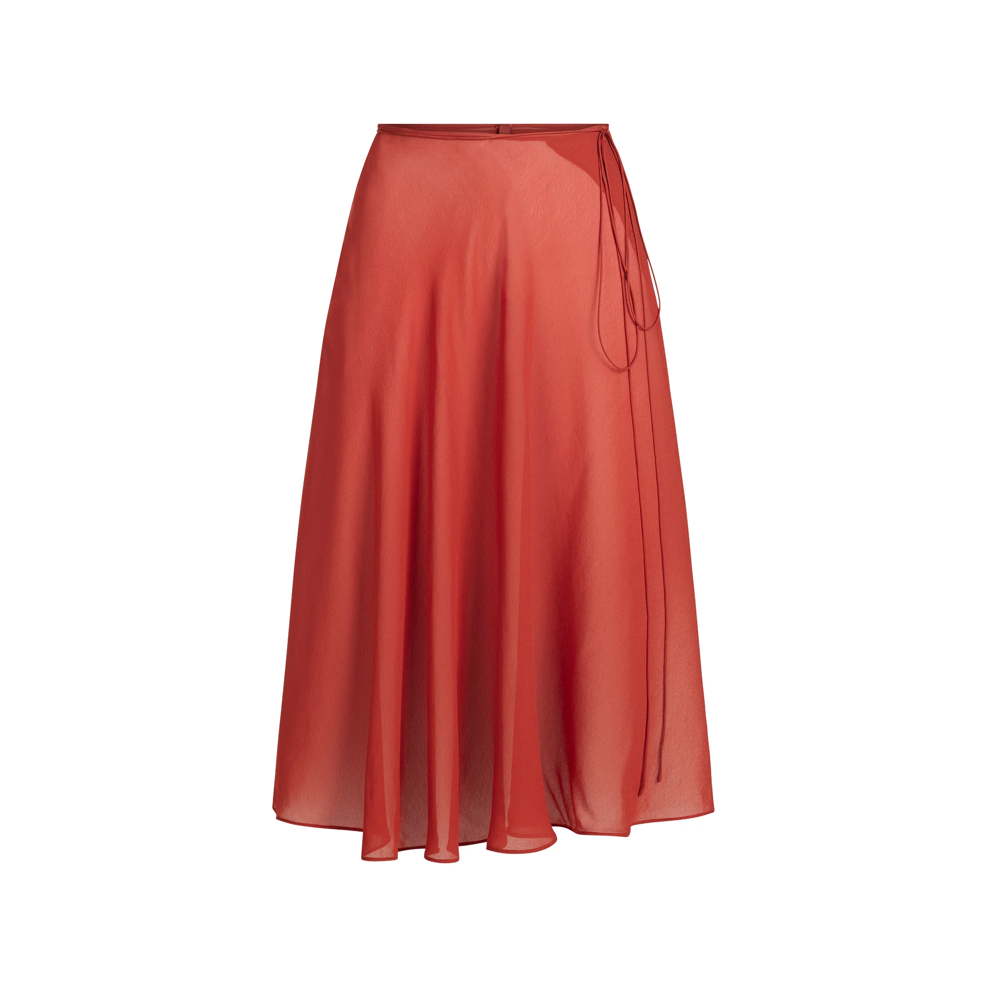 SHEER COVER-UPS TIE SIDE MIDI SKIRT | AUBURN