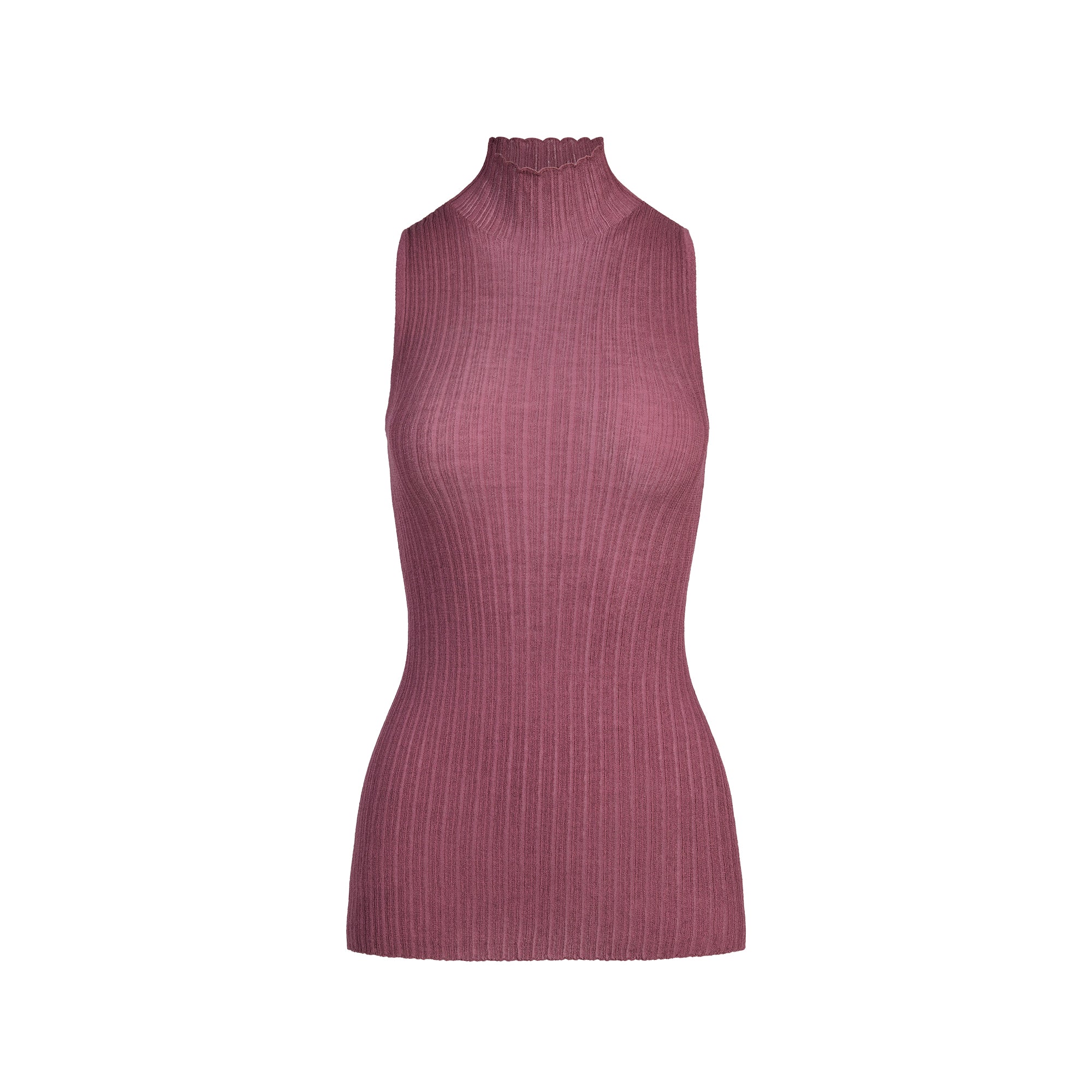 SHEER KNIT MOCK NECK TUNIC | BEET