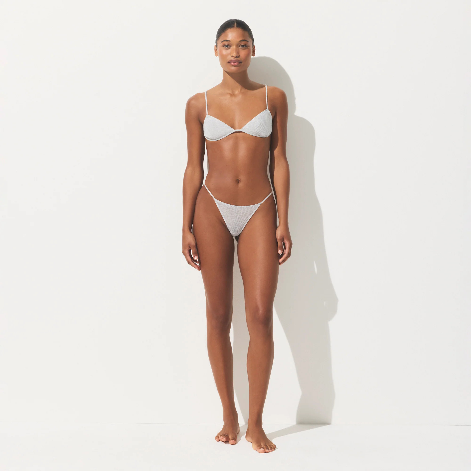 SHEER RIB SKIMPY TRIANGLE BRALETTE | LIGHT HEATHER GREY