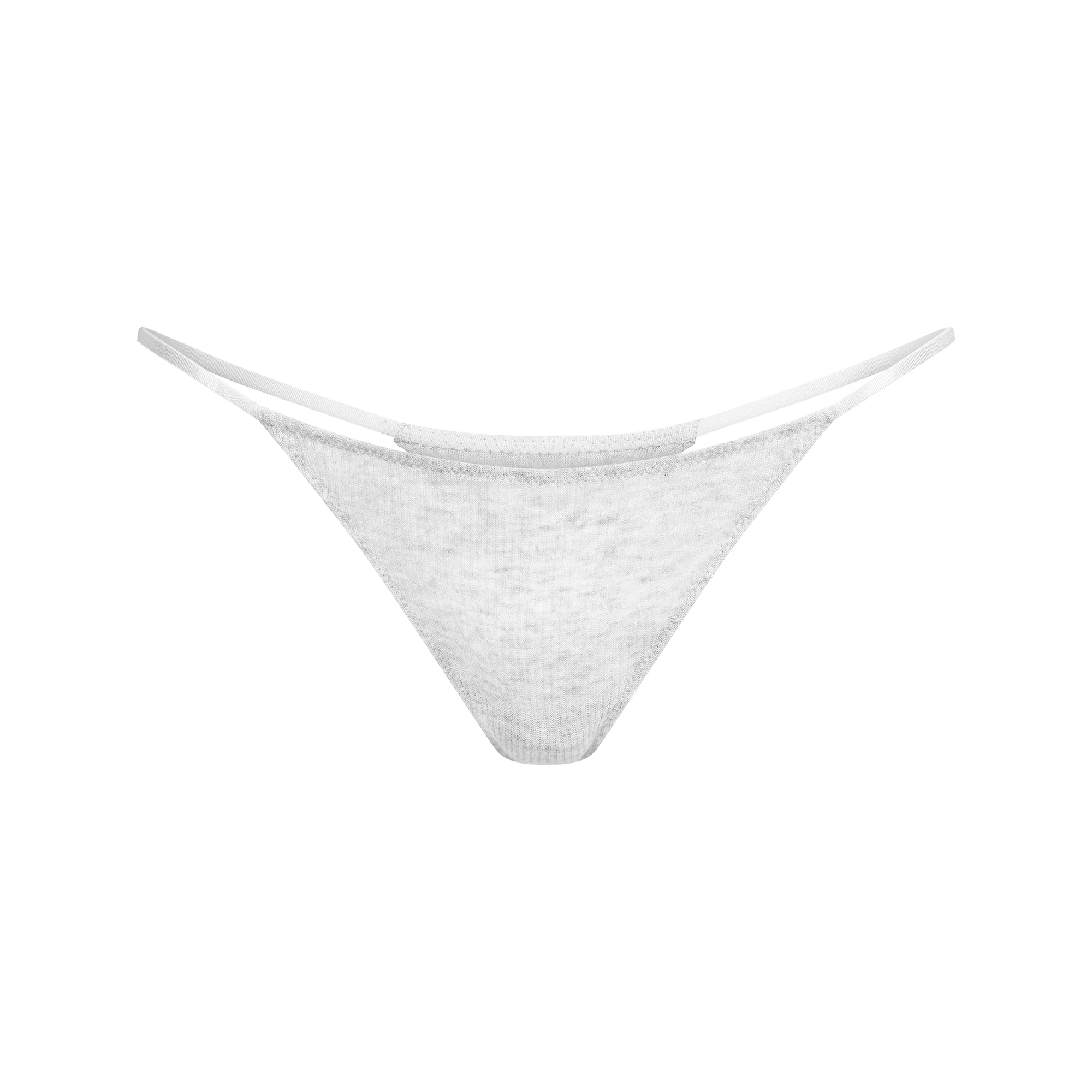 SHEER COTTON STRING THONG | LIGHT HEATHER GREY