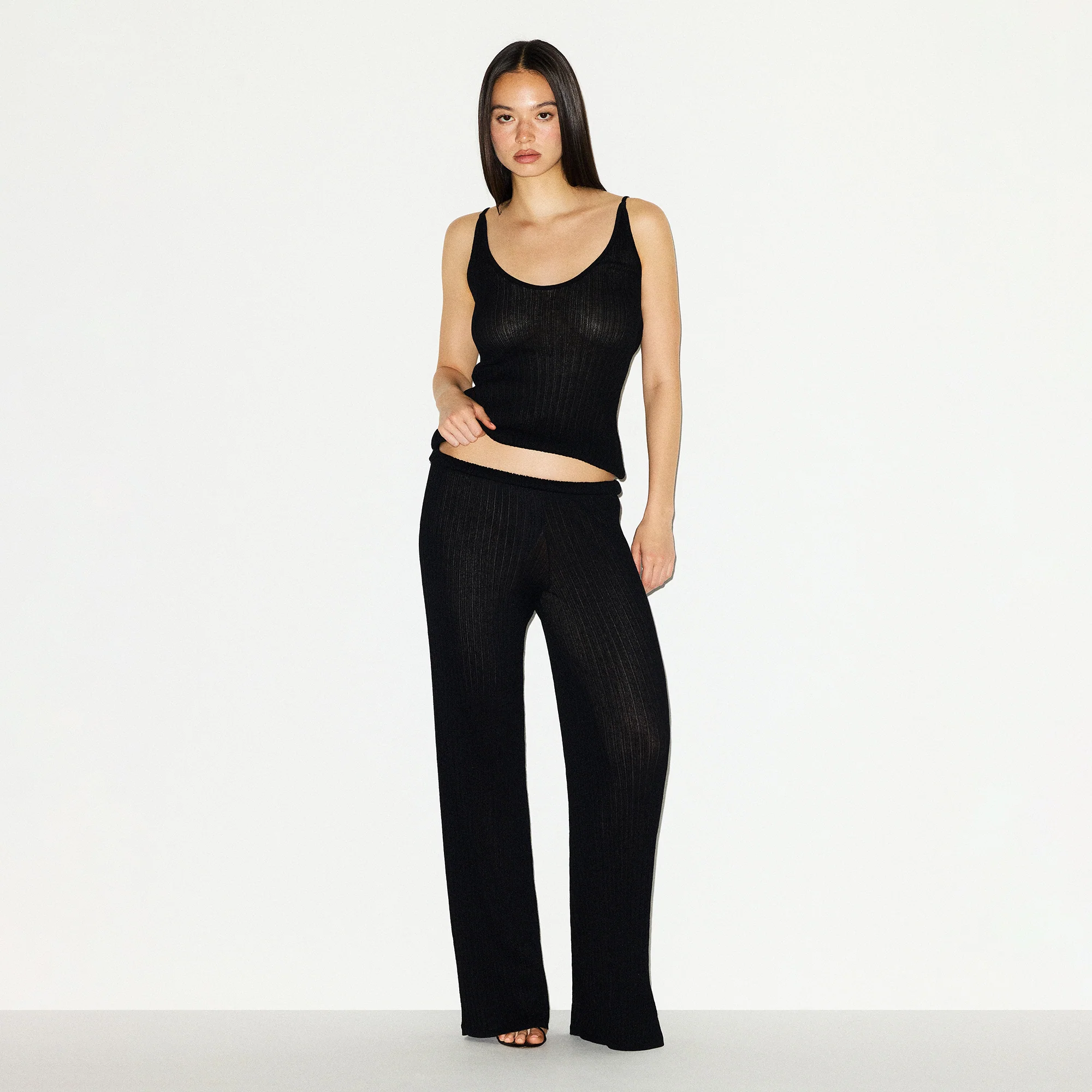 SHEER KNIT STRAIGHT LEG PANT | ONYX