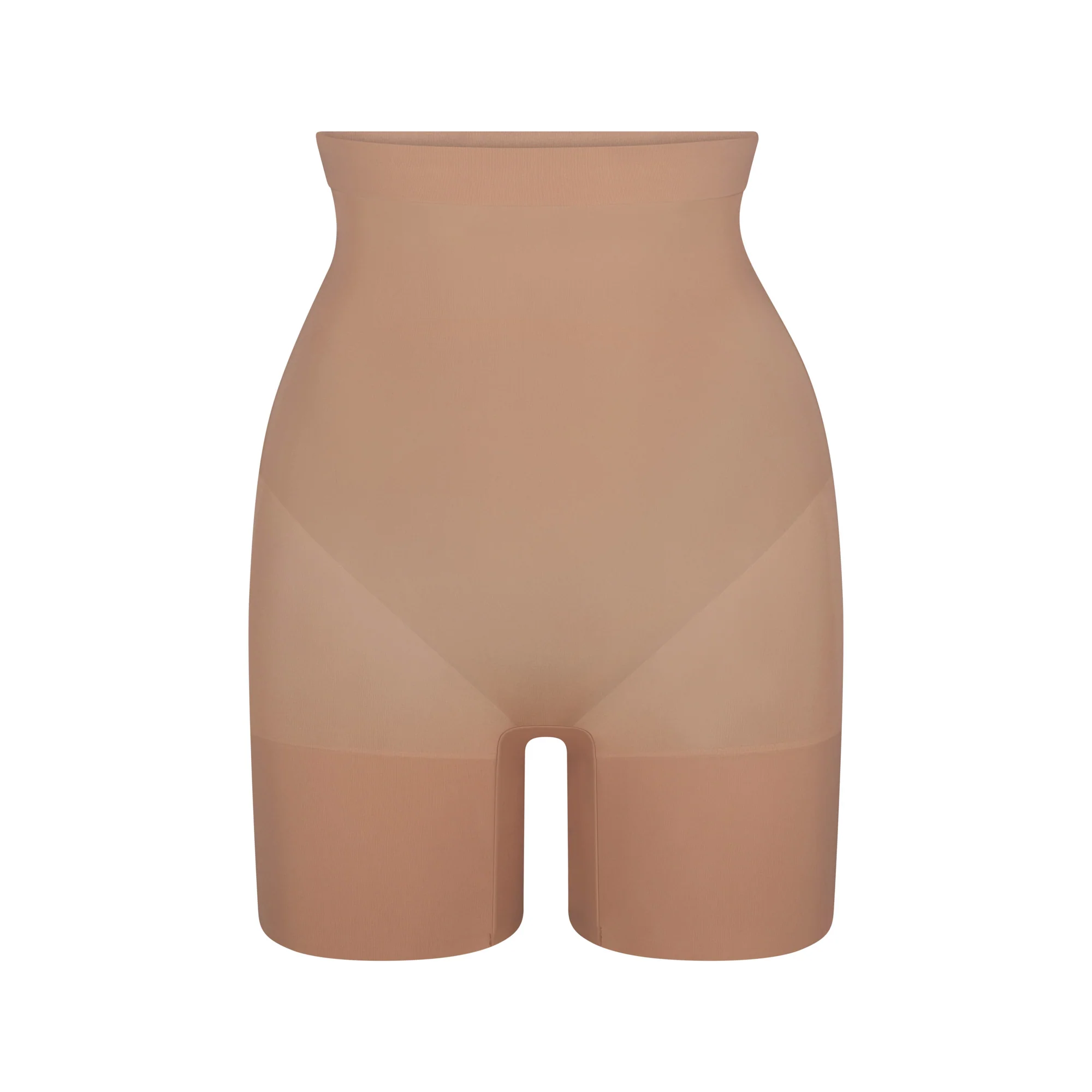 SHEER SEAMLESS HIGH-WAISTED MID THIGH SHORT | CLAY