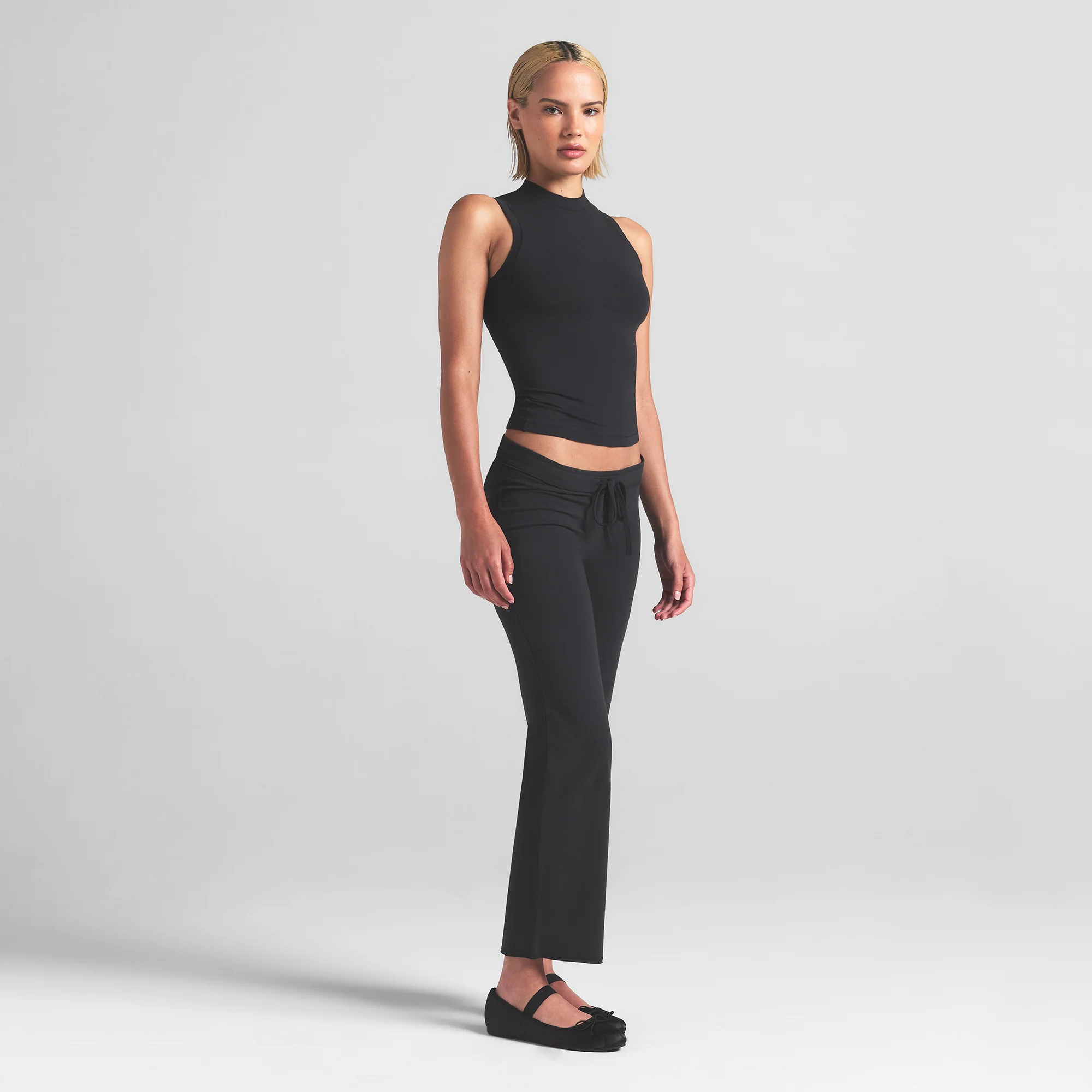 COTTON JERSEY MOCK NECK TANK | LIGHT HEATHER GREY