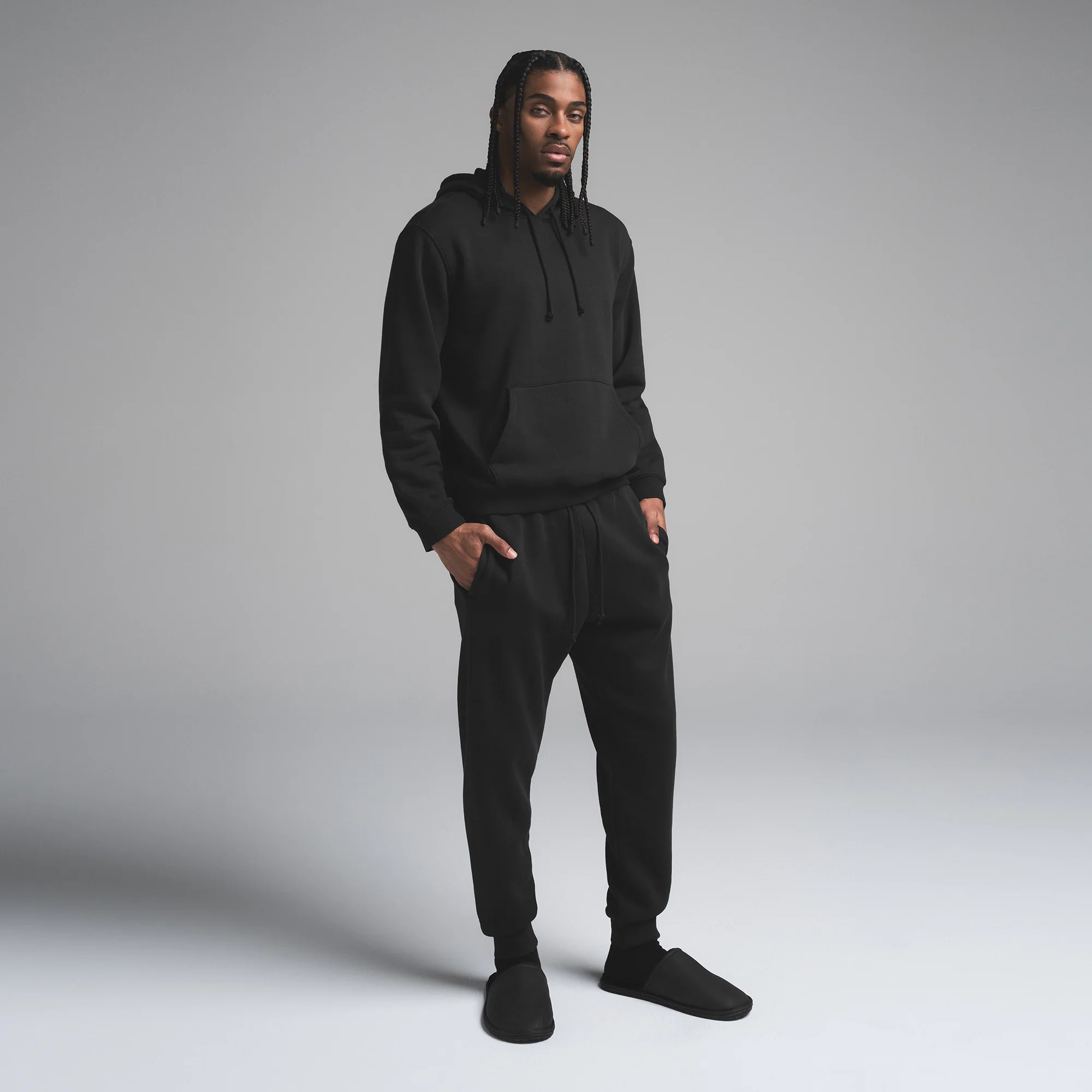 FLEECE LOUNGE MENS CLASSIC HOODIE | WASHED ONYX