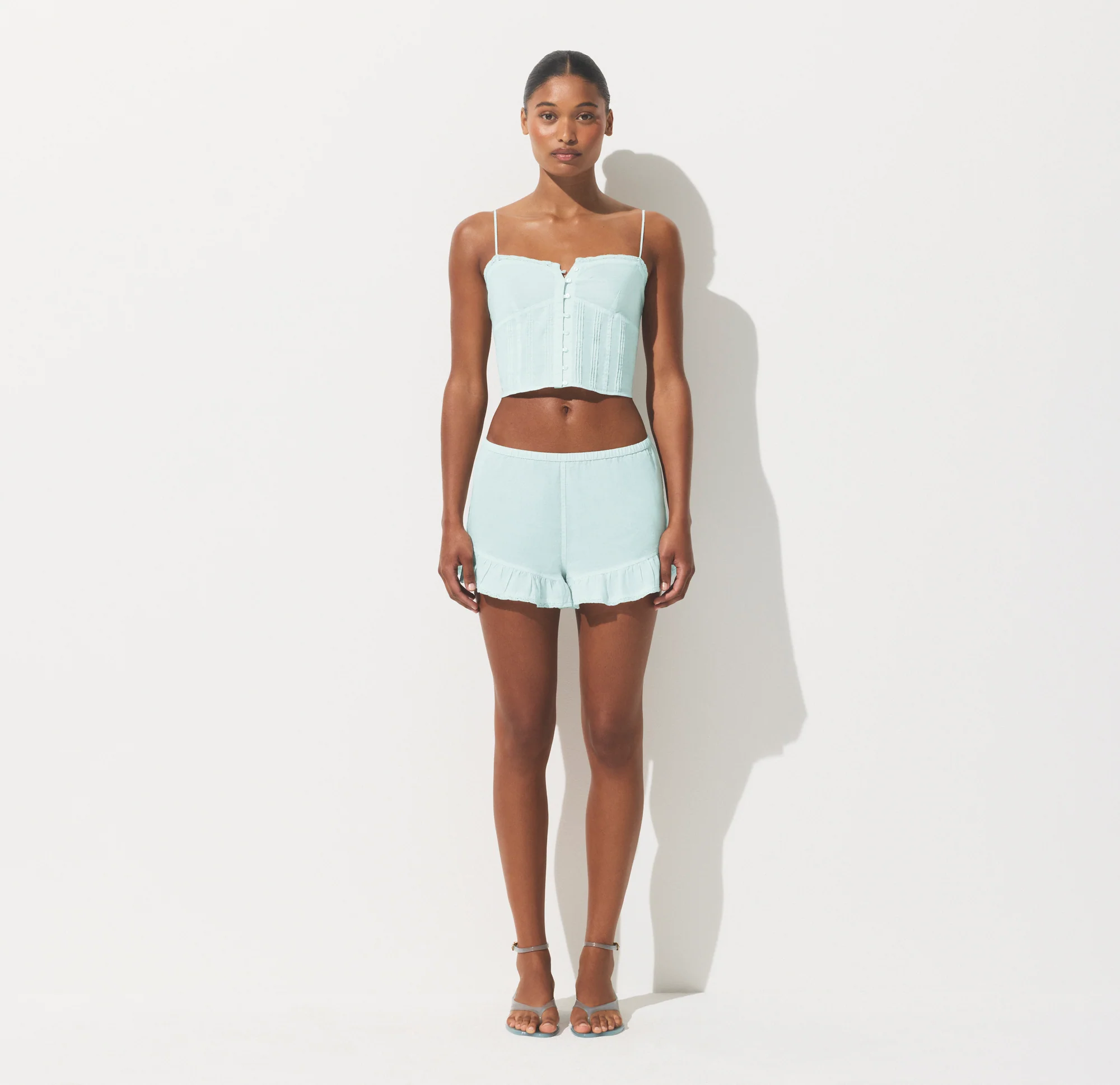 COTTON VOILE CROPPED CAMI | FROST