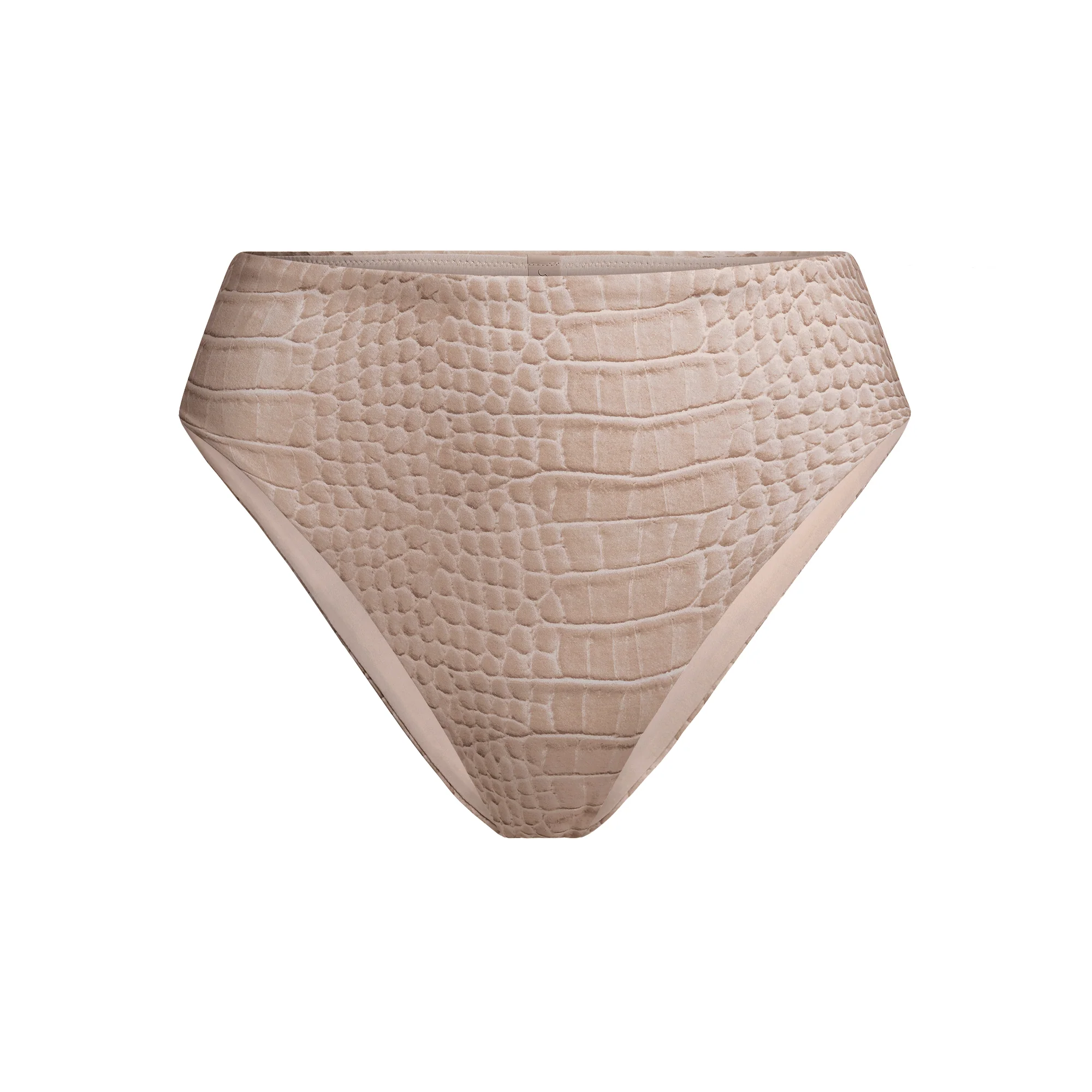 SIGNATURE SWIM HIGH-WAISTED BIKINI BOTTOM | DUNE CROCODILE PRINT
