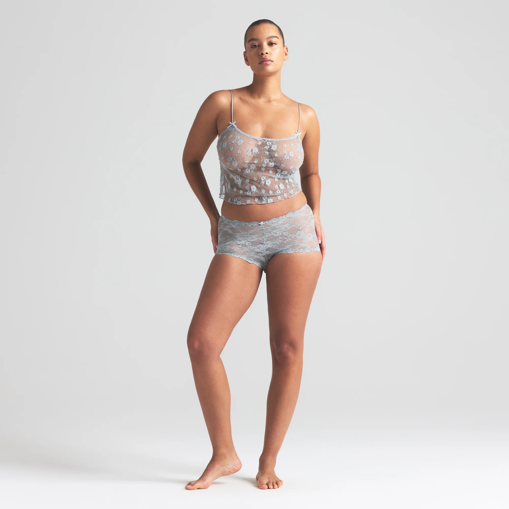 STRETCH LACE BOY SHORT | MERCURY