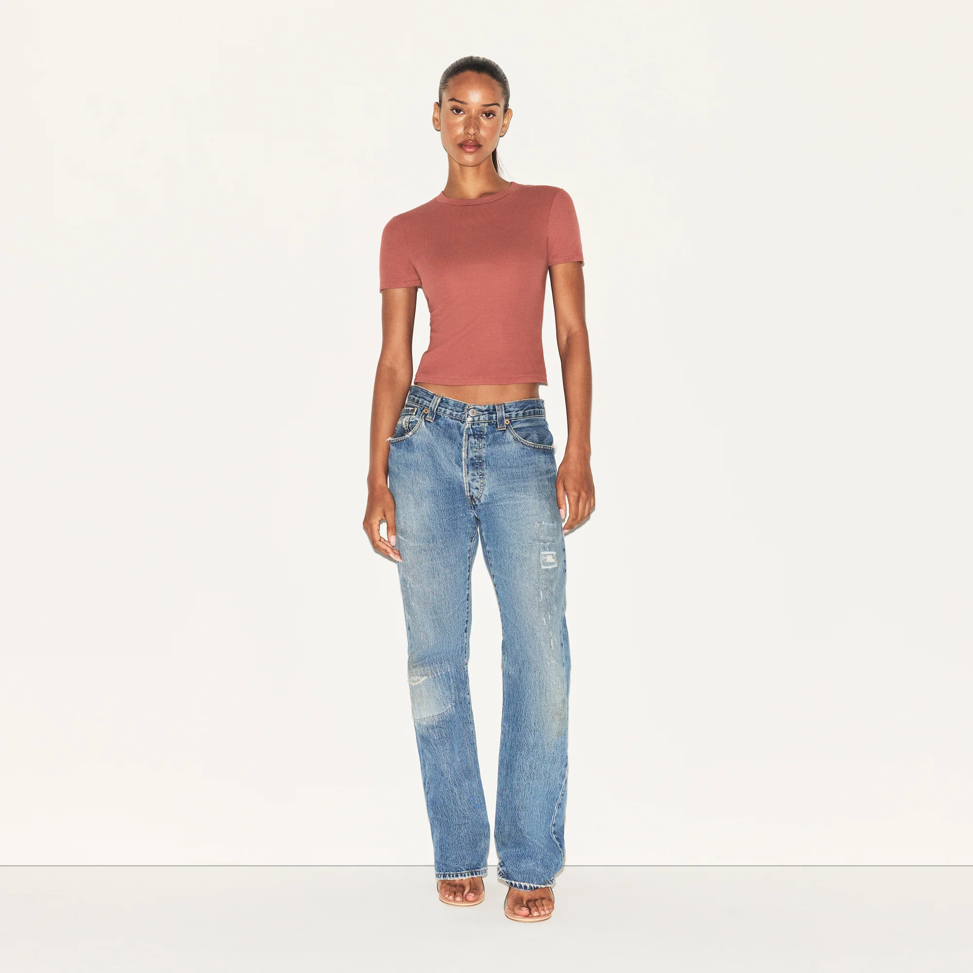 COTTON RIB T-SHIRT | REDWOOD