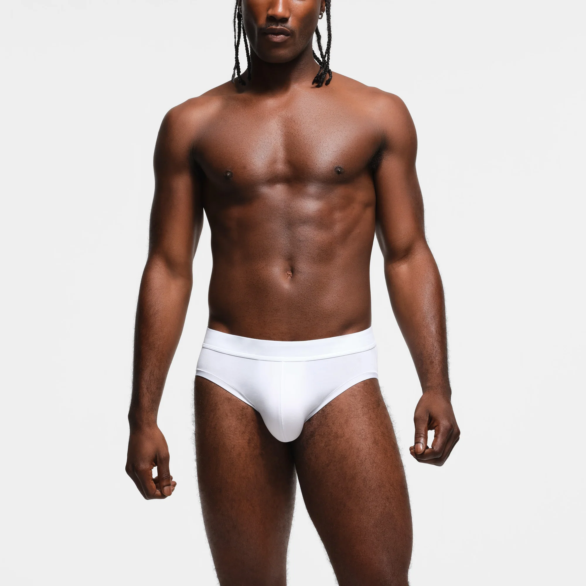 SKIMS STRETCH MENS CLEAN WAISTBAND BRIEF 3-PACK | CHALK