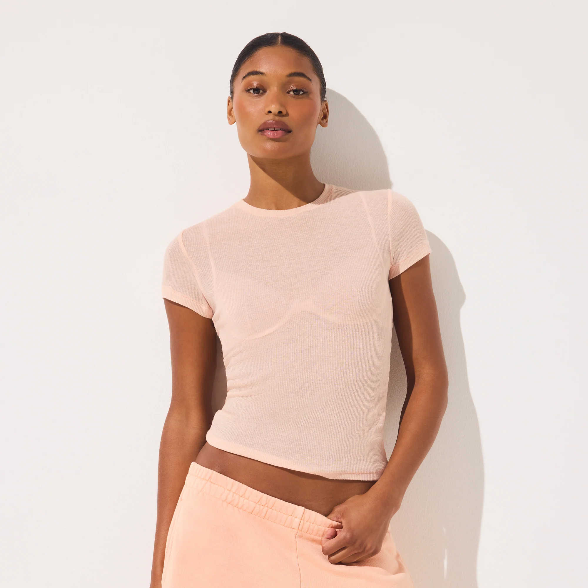 SHEER RIB T-SHIRT | VILLA