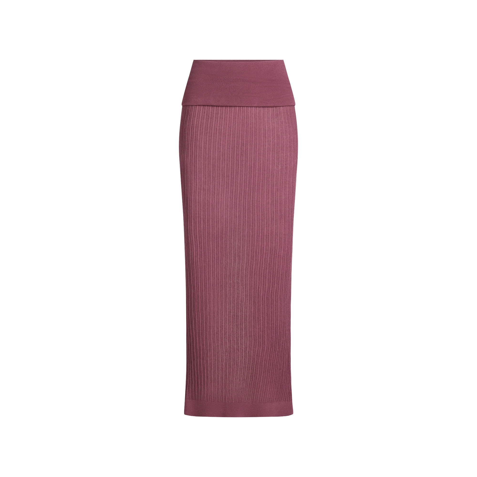 SHEER KNIT FOLDOVER LONG SKIRT | BEET