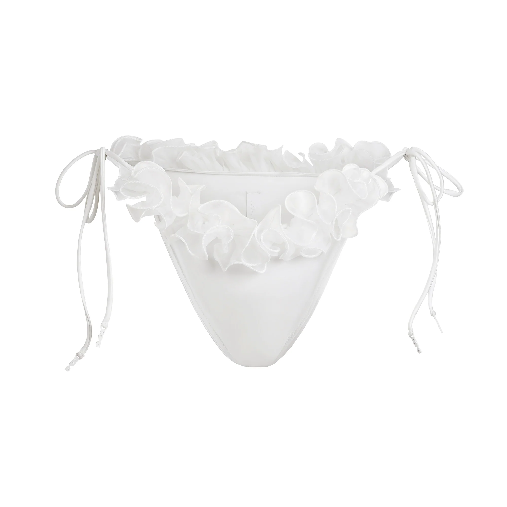 BRIDAL SWIM RUFFLE DIPPED TIE BIKINI BOTTOM | SNOW