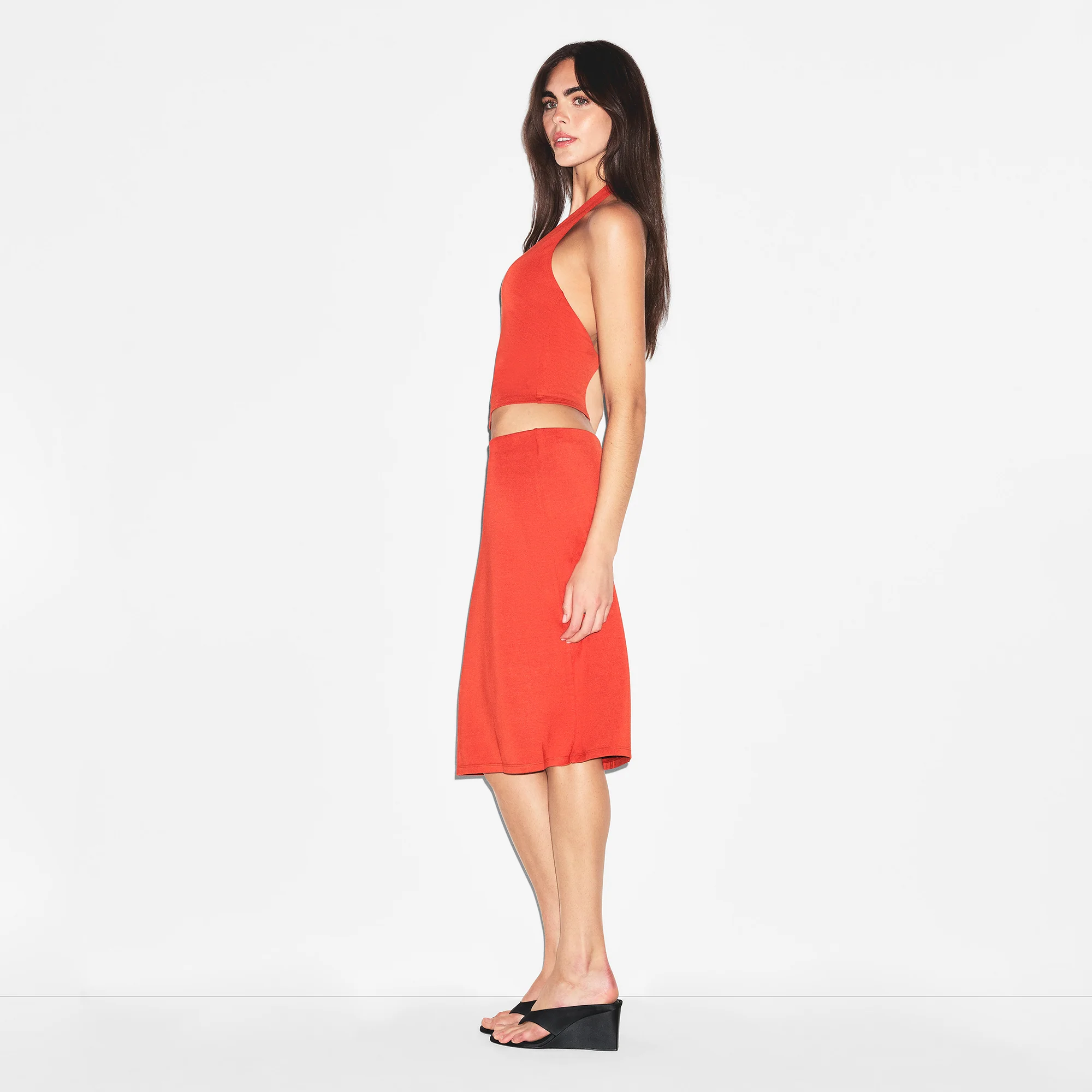 SMOOTH LAYERS MIDI SKIRT | TERRA