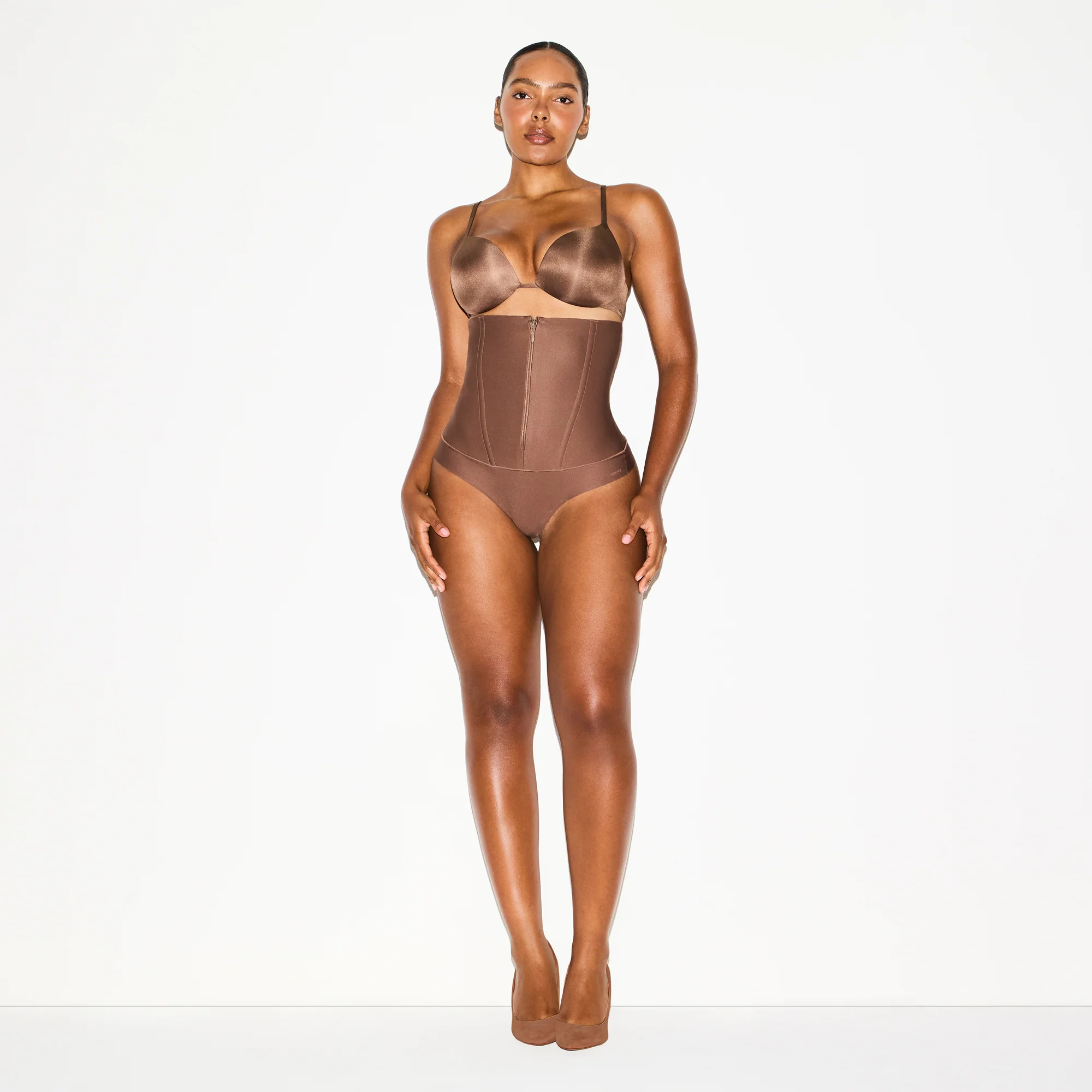 SKIMS BODY CORE SCULPT WAIST CINCHER THONG | CLAY