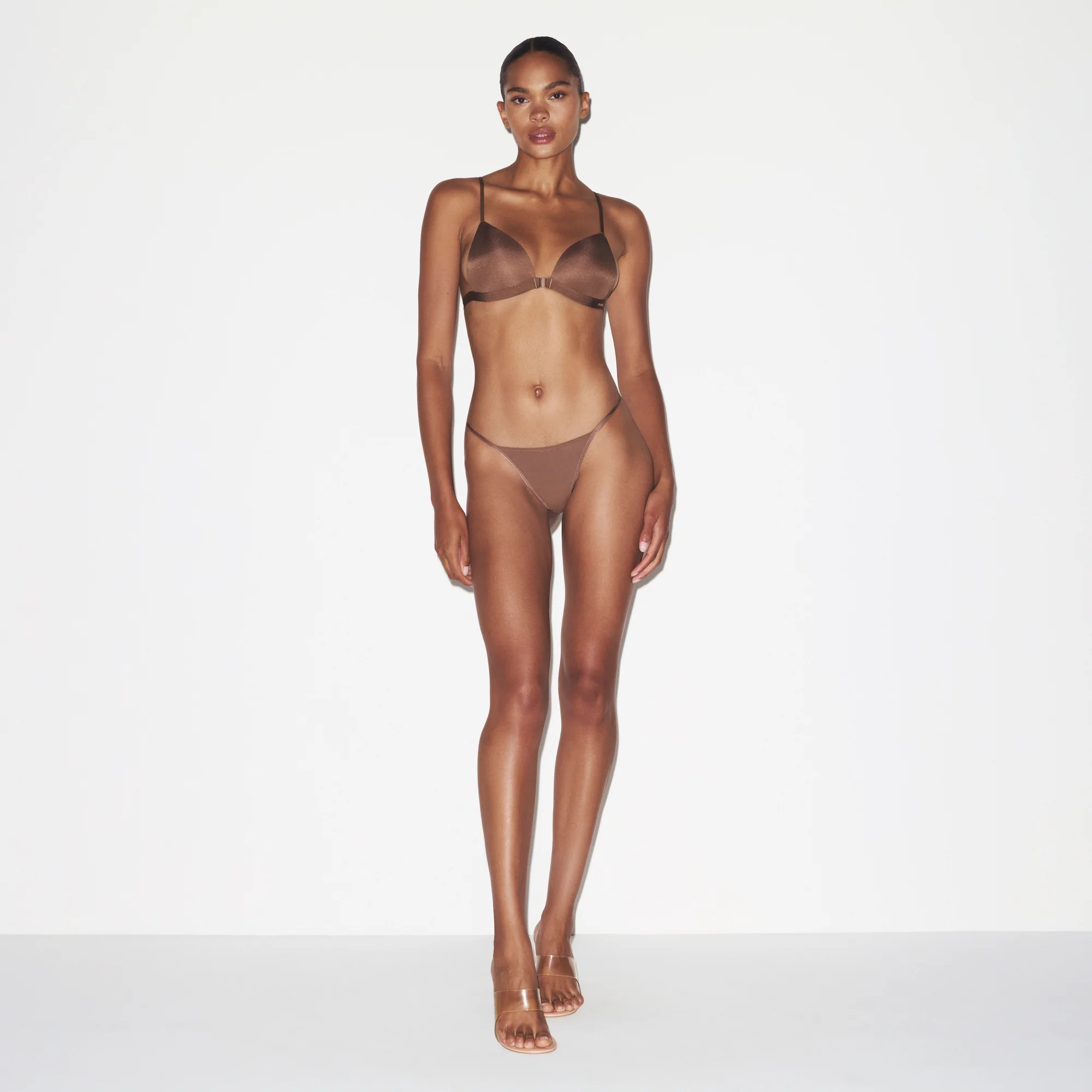 WIRELESS FORM TRIANGLE FRONT CLOSE SUPER PUSH-UP BRA | CLAY