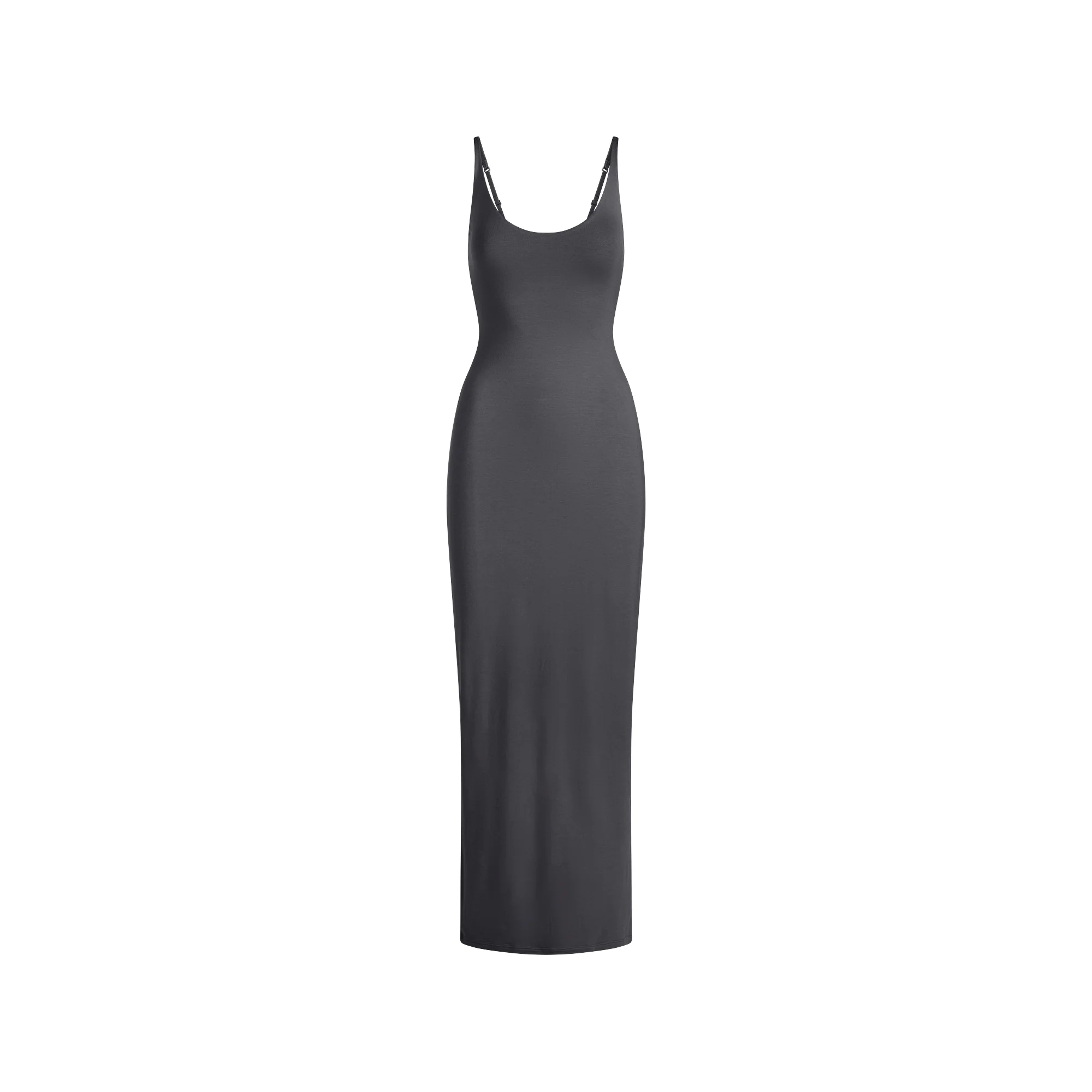 SMOOTH LAYERS SCOOP NECK LONG DRESS | GRAPHITE