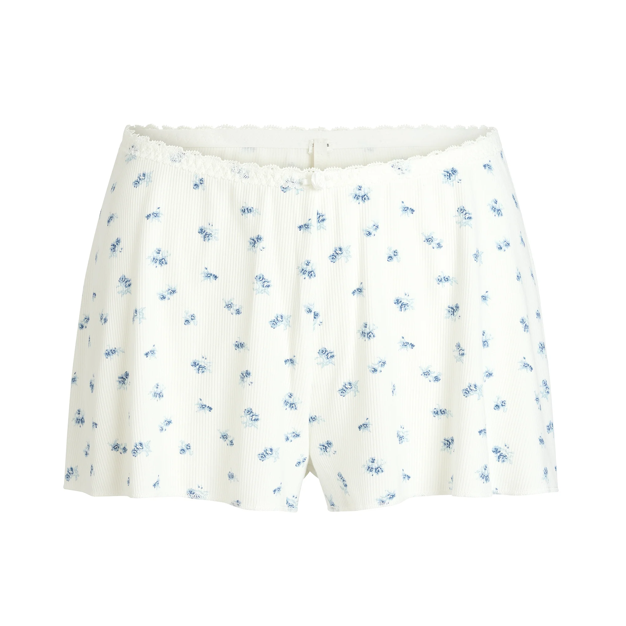 SOFT LOUNGE LACE CAMI AND SHORT SET | BLUE GARDEN PRINT