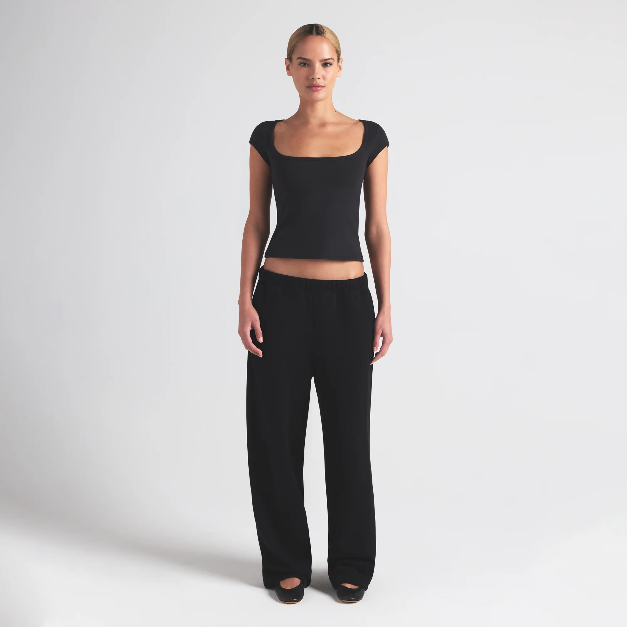 COTTON JERSEY SCOOP NECK T-SHIRT | LIGHT HEATHER GREY